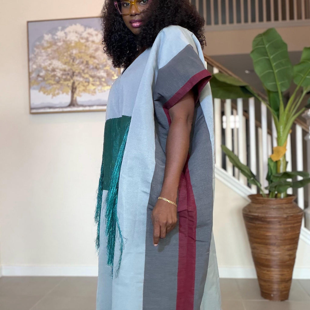 Handmade Aso Oke Kaftan Maxi Dress – Nigerian Fringe Gown