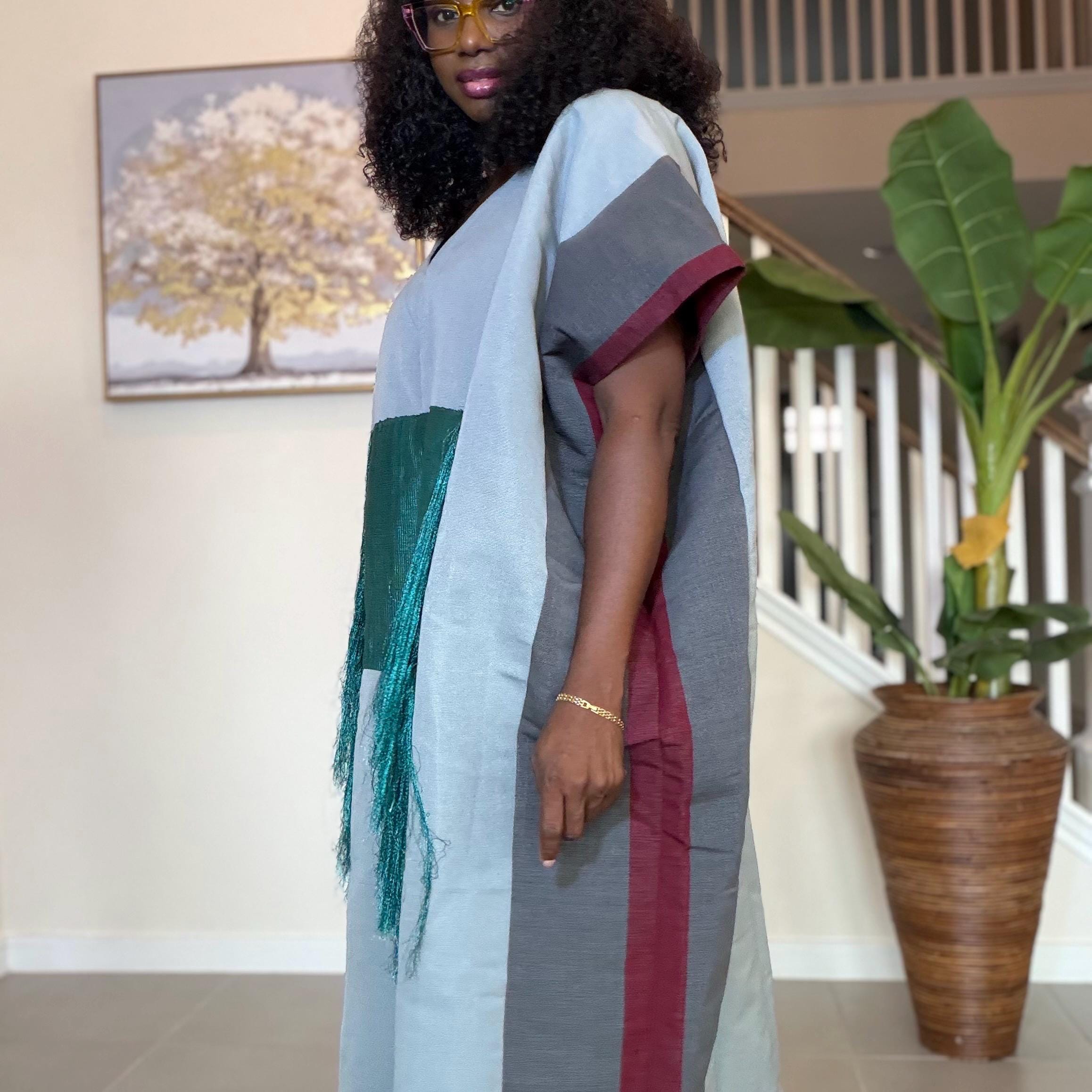 Handmade Aso Oke Kaftan Maxi Dress – Nigerian Fringe Gown