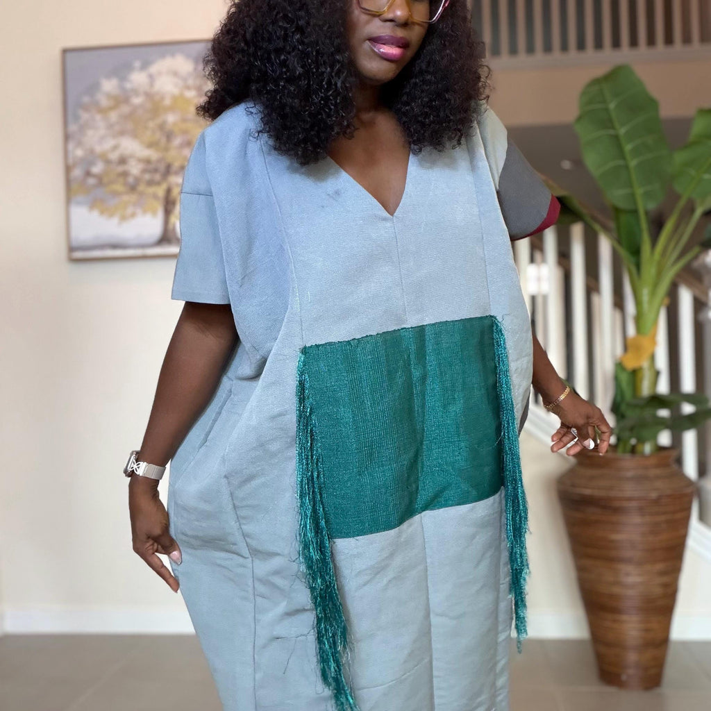 Handmade Aso Oke Kaftan Maxi Dress – Nigerian Fringe Gown