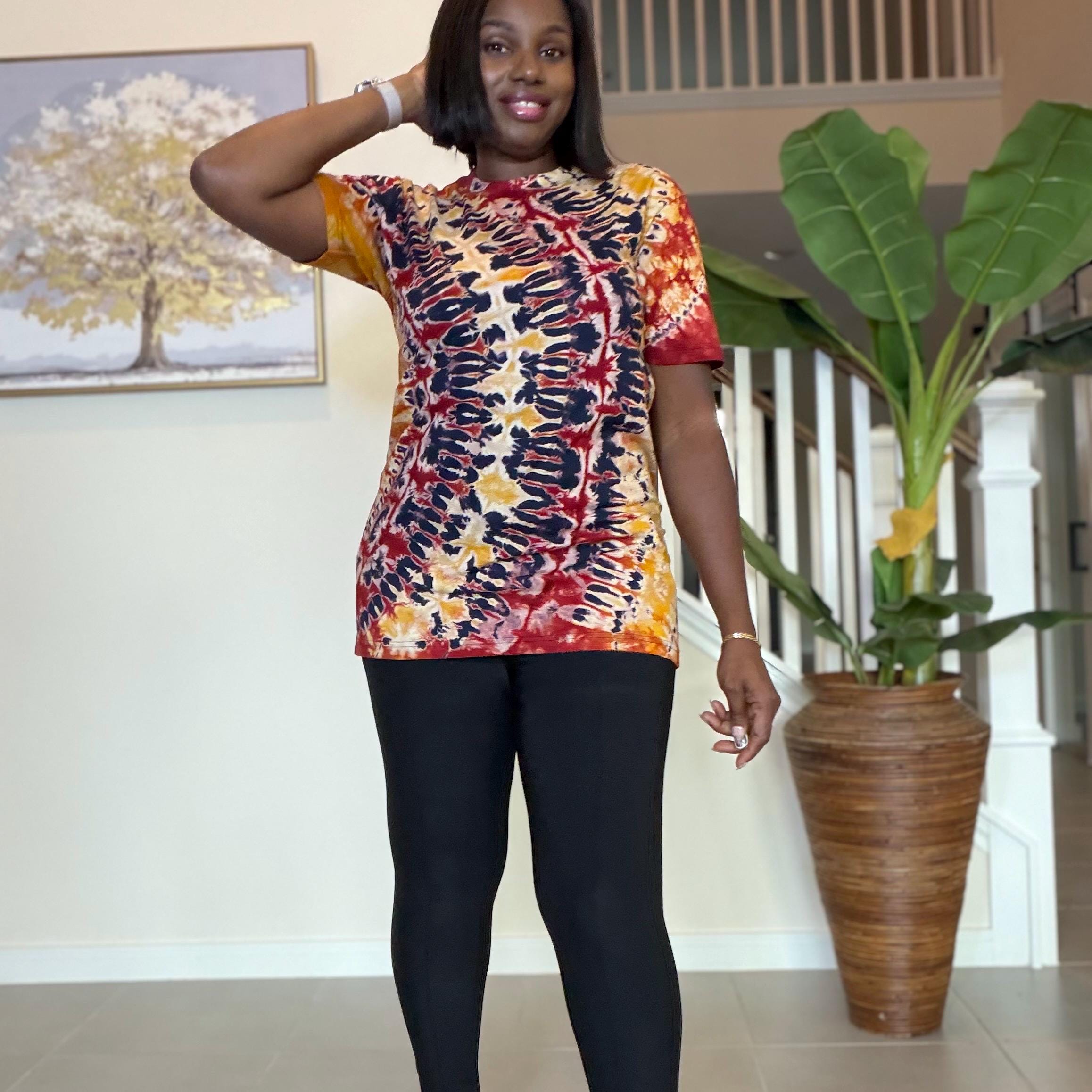 Adire Tie-Dye T-Shirt: Hand-Dyed African Print Unisex Tee