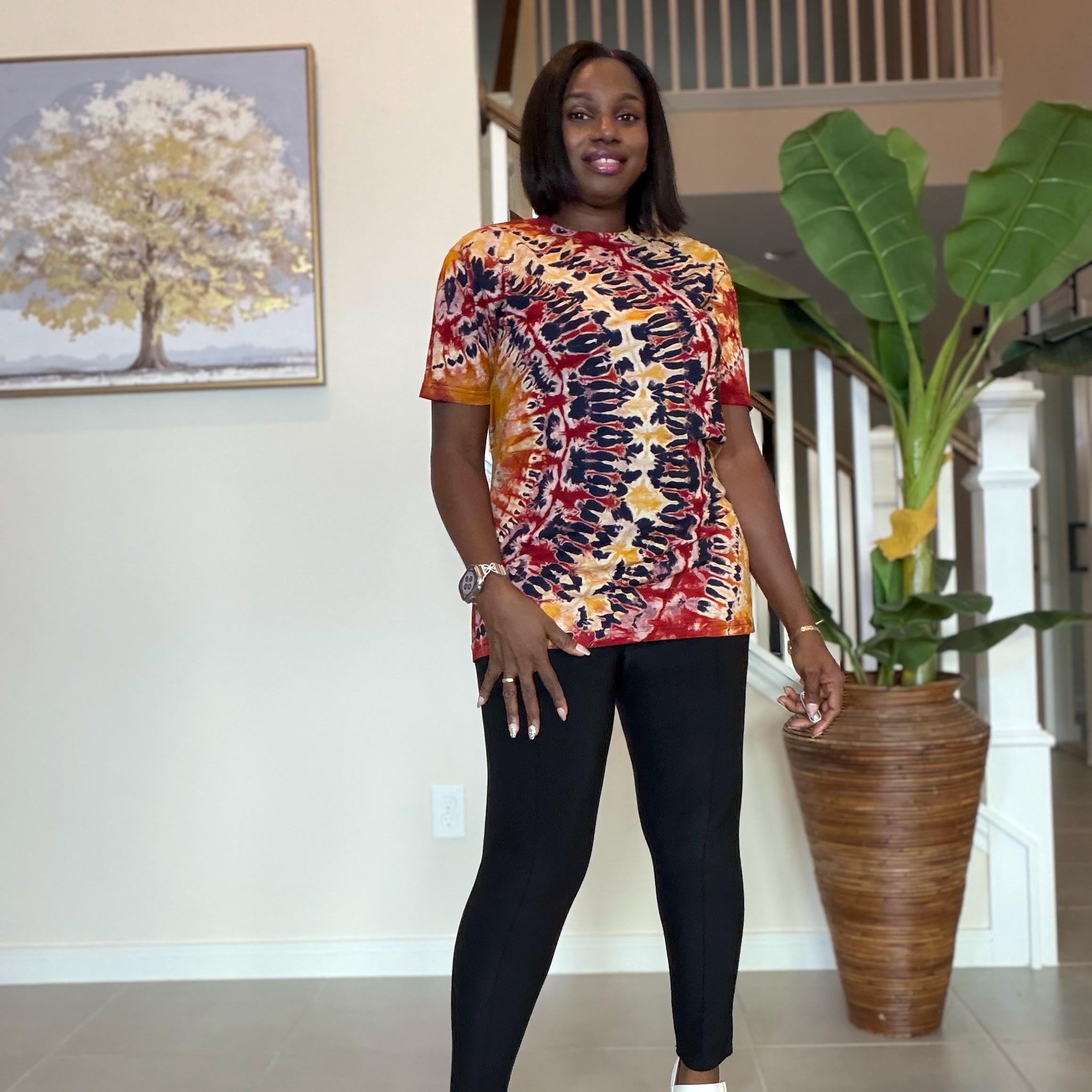 Adire Tie-Dye T-Shirt: Hand-Dyed African Print Unisex Tee