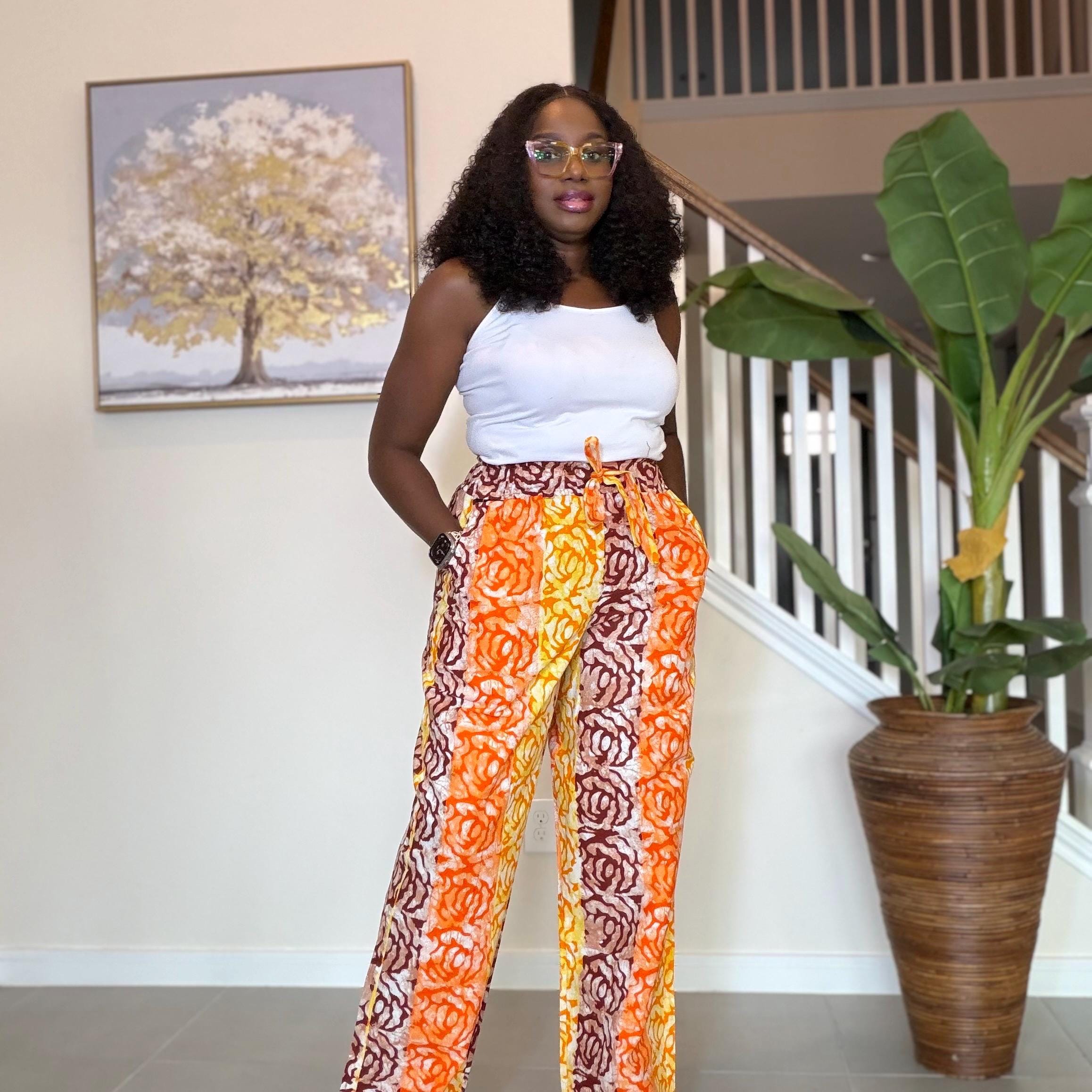Ankara Wide Leg Pants, African Print Cotton Trousers, Boho Chic