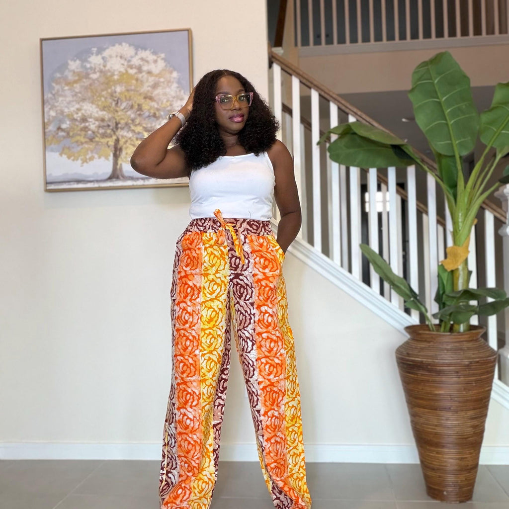 Ankara Wide Leg Pants, African Print Cotton Trousers, Boho Chic