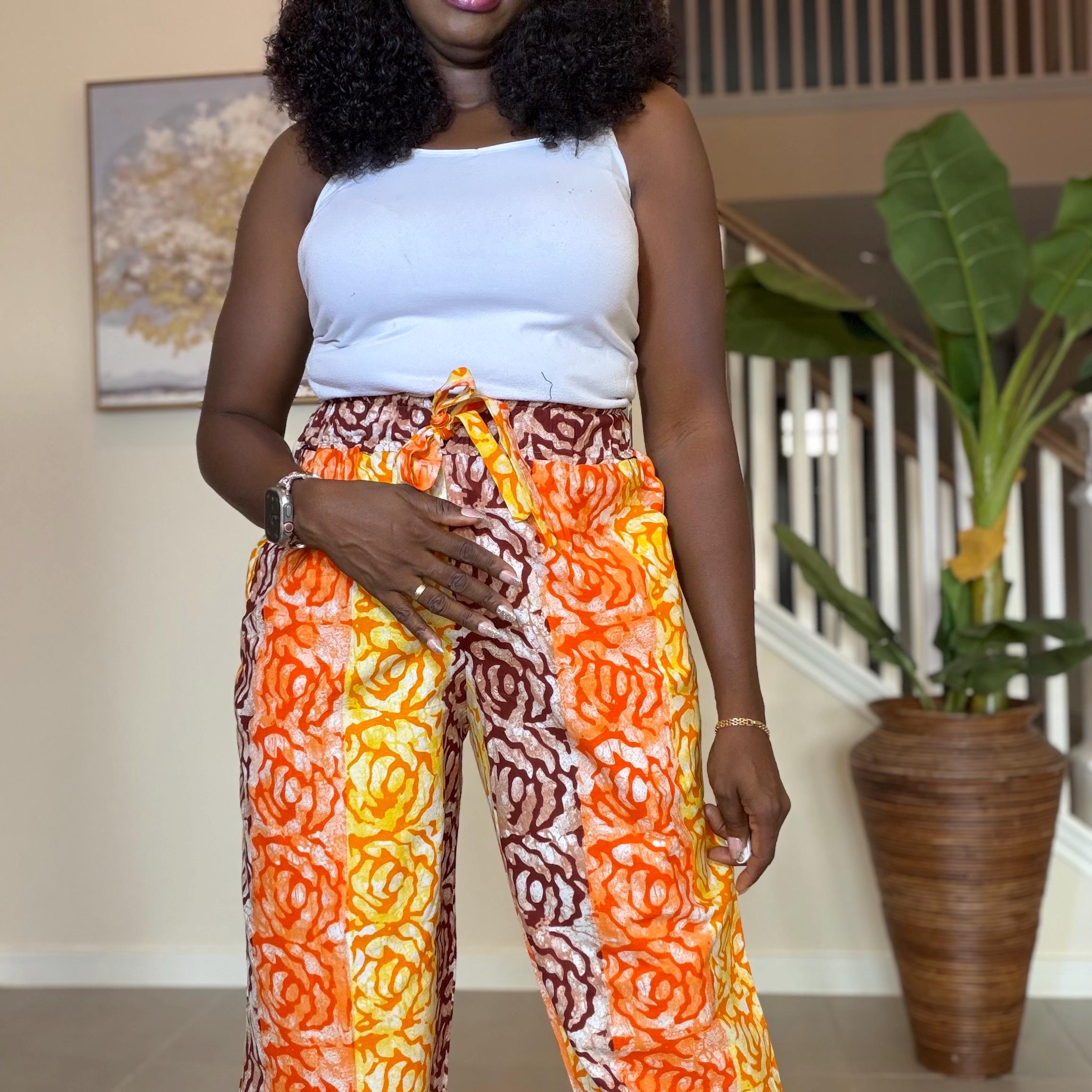 Ankara Wide Leg Pants, African Print Cotton Trousers, Boho Chic