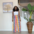 Ankara Wide Leg Pants for Women, African Print High Waist Trousers with Pockets