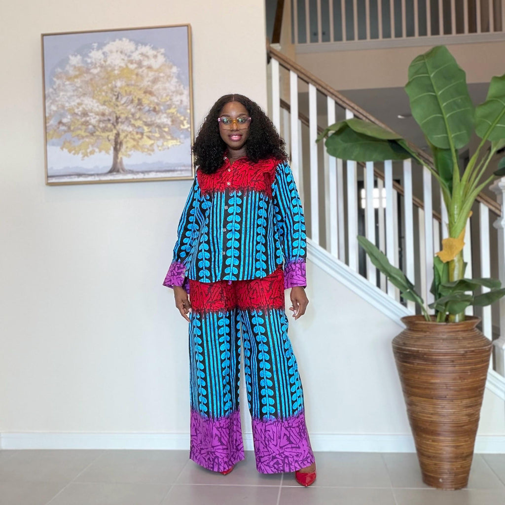 Ankara Two-Piece Set | African Print Top and Wide-Leg Pants