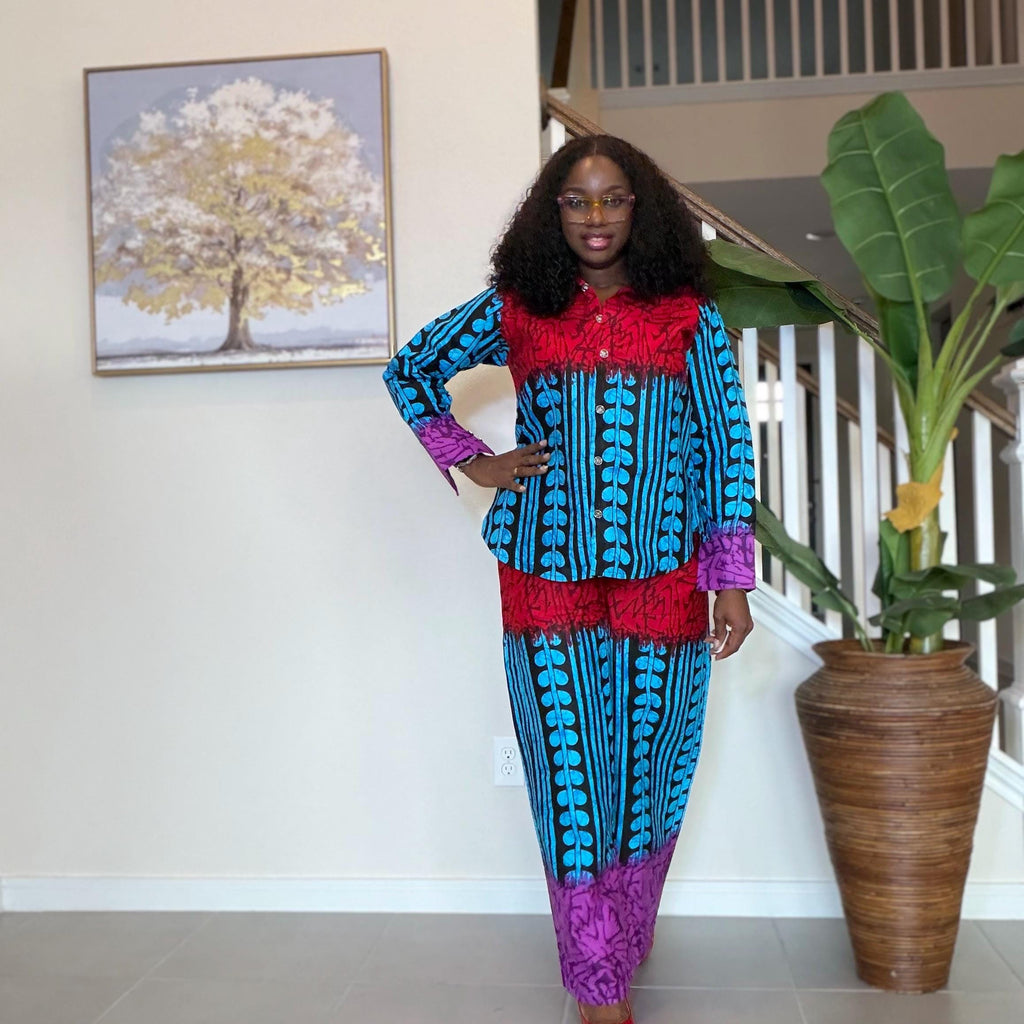 Ankara Two-Piece Set | African Print Top and Wide-Leg Pants