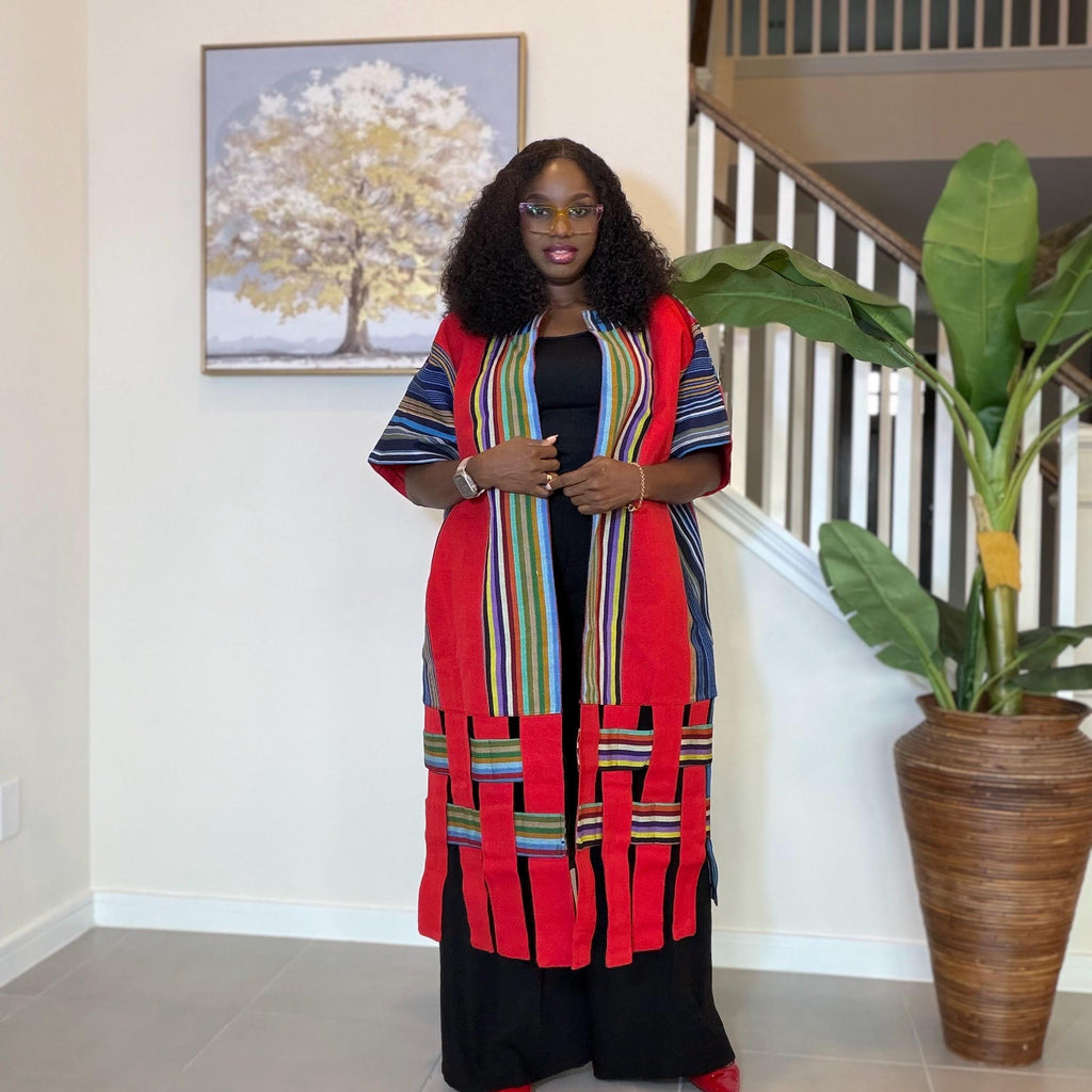Aso Oke Kimono Jacket for Women | African Kimono Coat | Traditional Nigerian Handwoven Fabric | Elegant African Clothing | Boho Style
