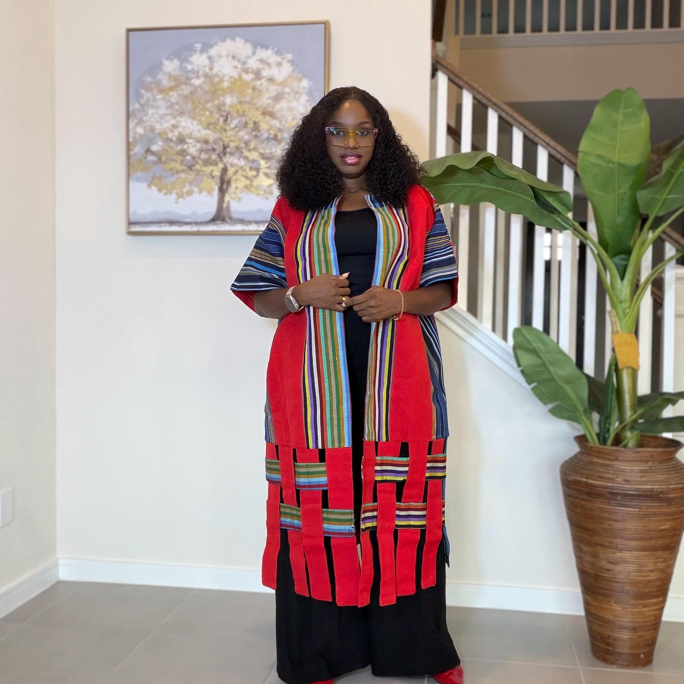 Aso Oke Kimono Jacket for Women | African Kimono Coat | Traditional Nigerian Handwoven Fabric | Elegant African Clothing | Boho Style