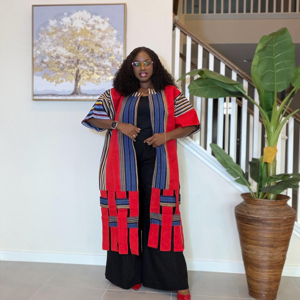Handwoven Aso Oke Kimono Jacket | Nigerian Yoruba Fabric, Boho Coat