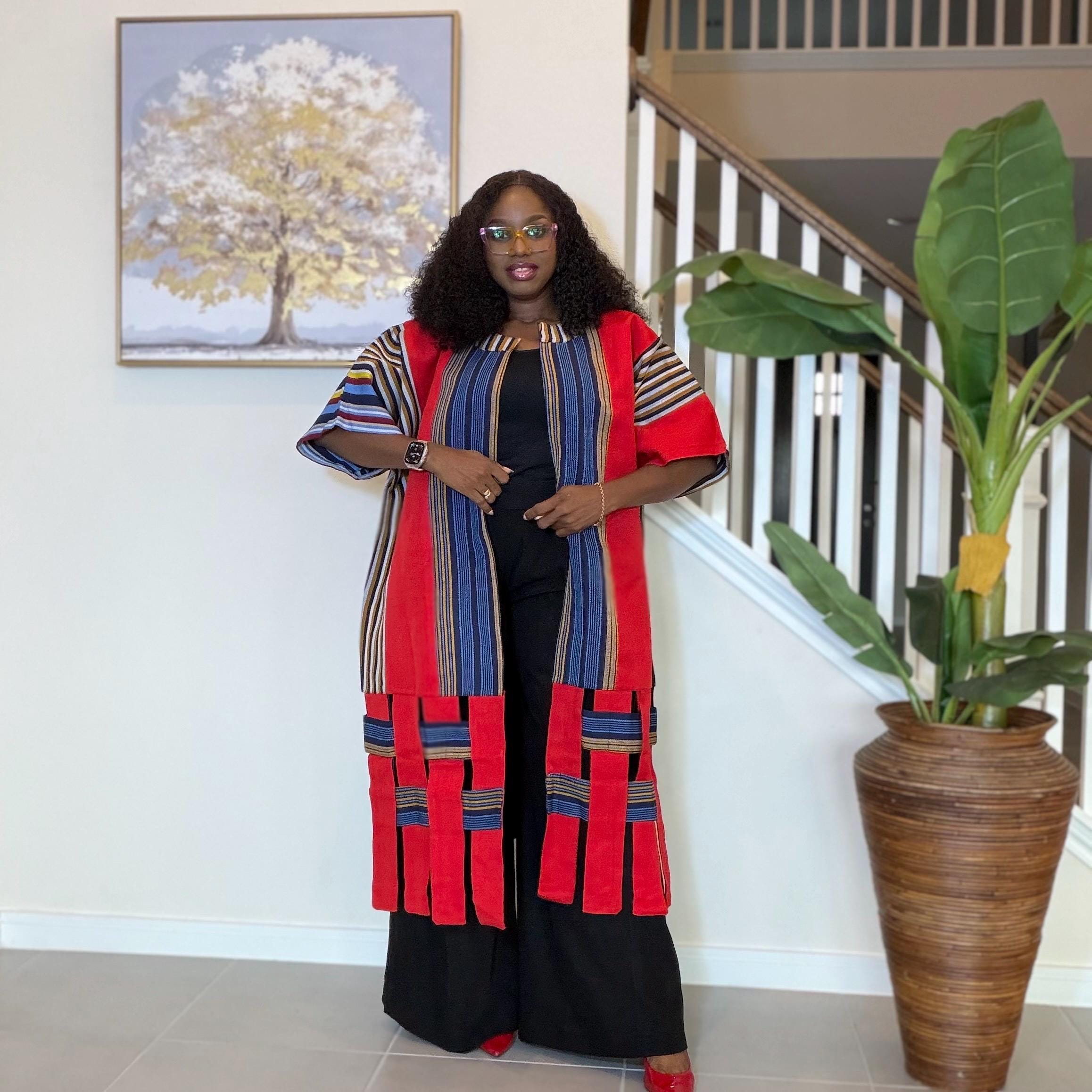 Handwoven Aso Oke Kimono Jacket | Nigerian Yoruba Fabric, Boho Coat