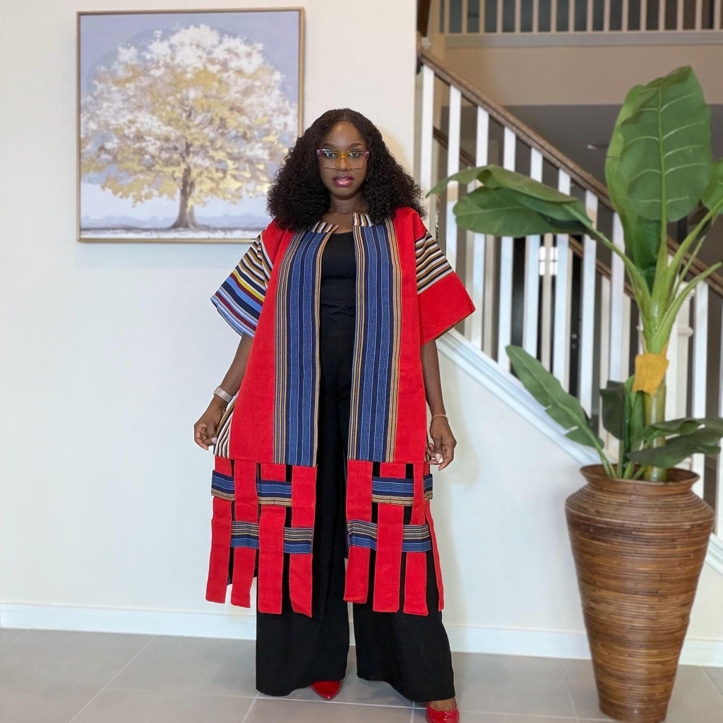Handwoven Aso Oke Kimono Jacket | Nigerian Yoruba Fabric, Boho Coat