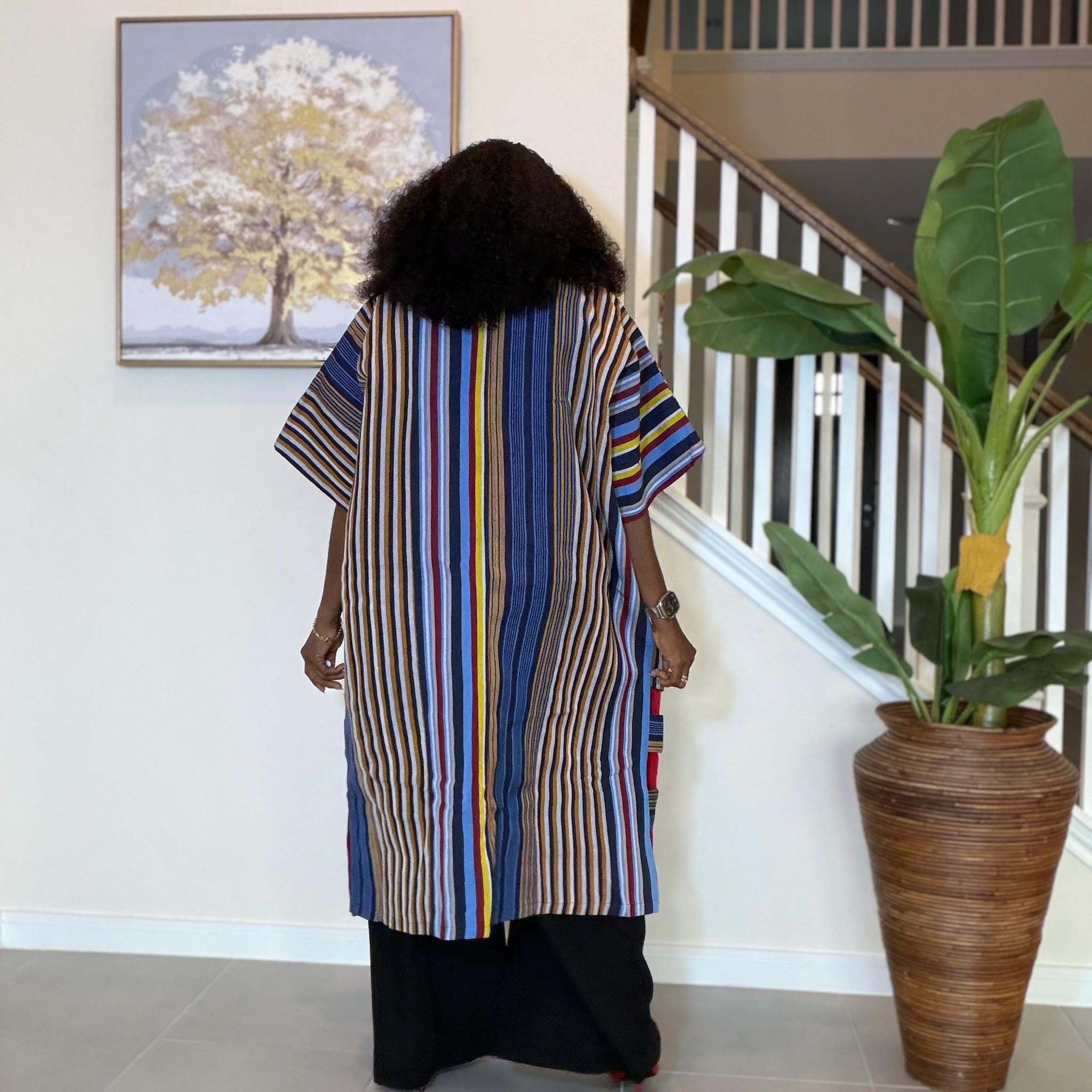 Handwoven Aso Oke Kimono Jacket | Nigerian Yoruba Fabric, Boho Coat