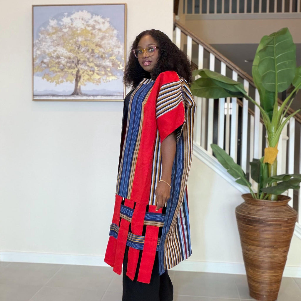 Handwoven Aso Oke Kimono Jacket | Nigerian Yoruba Fabric, Boho Coat