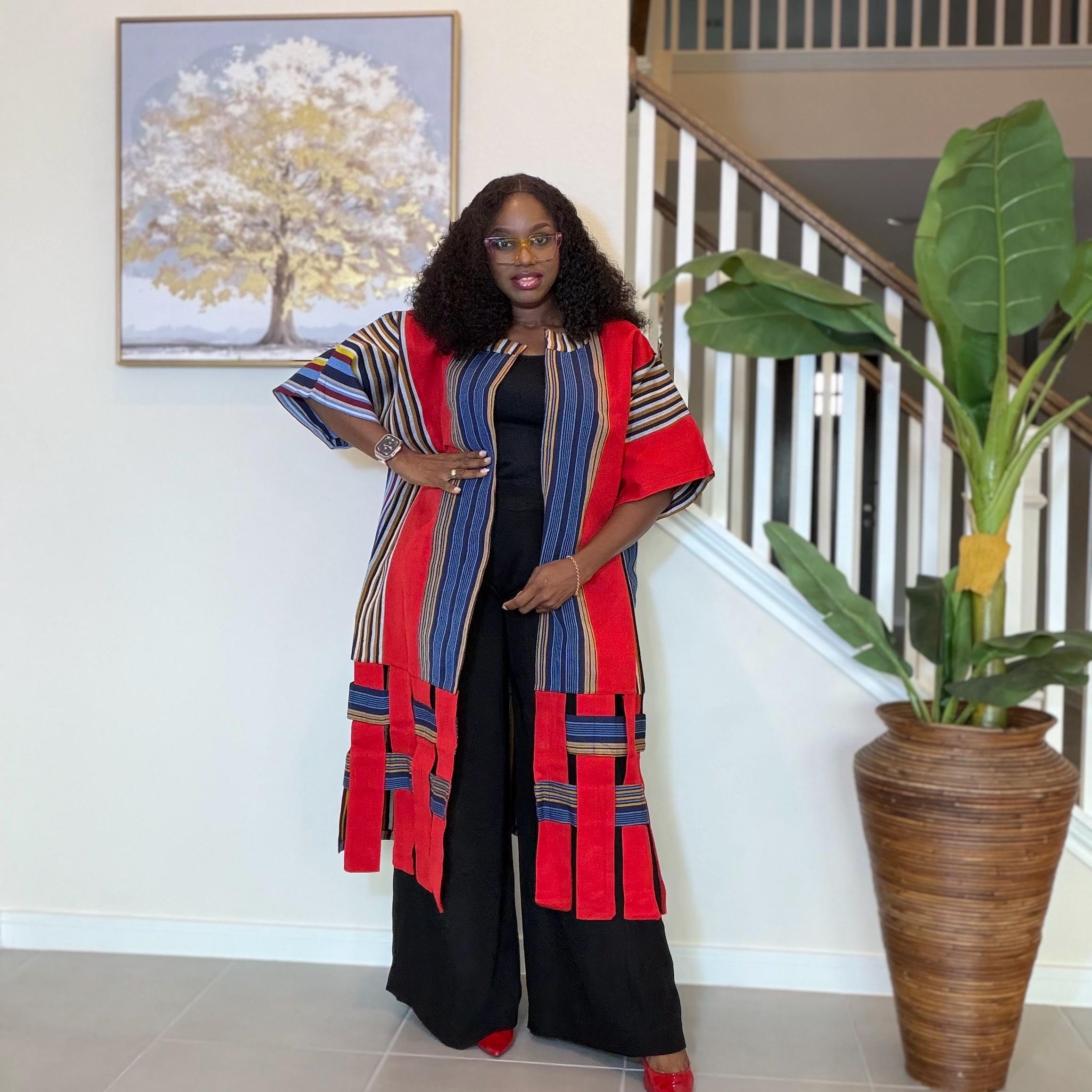 Handwoven Aso Oke Kimono Jacket | Nigerian Yoruba Fabric, Boho Coat