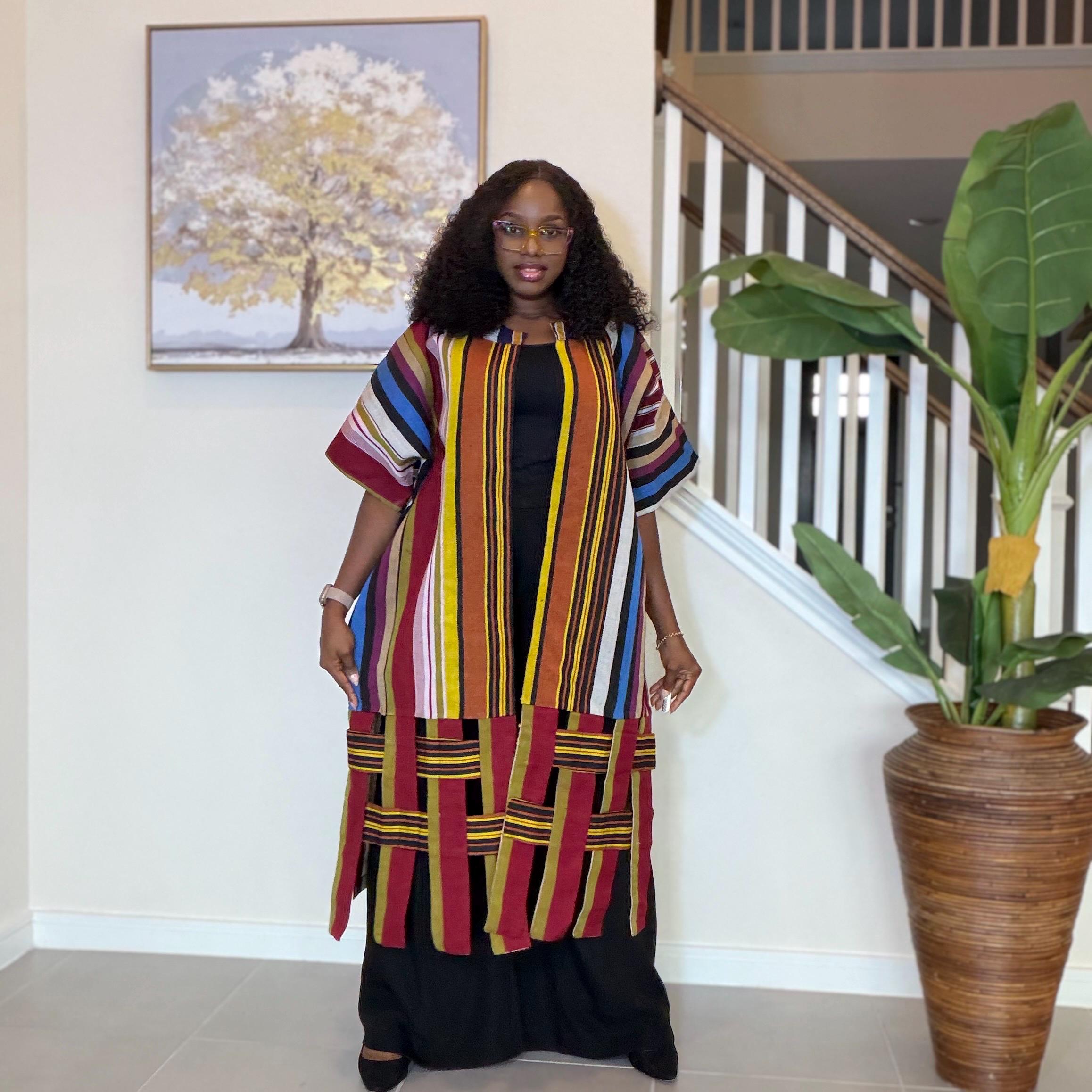Handwoven Aso Oke Kimono Jacket | Nigerian Yoruba Fabric, Boho Coat