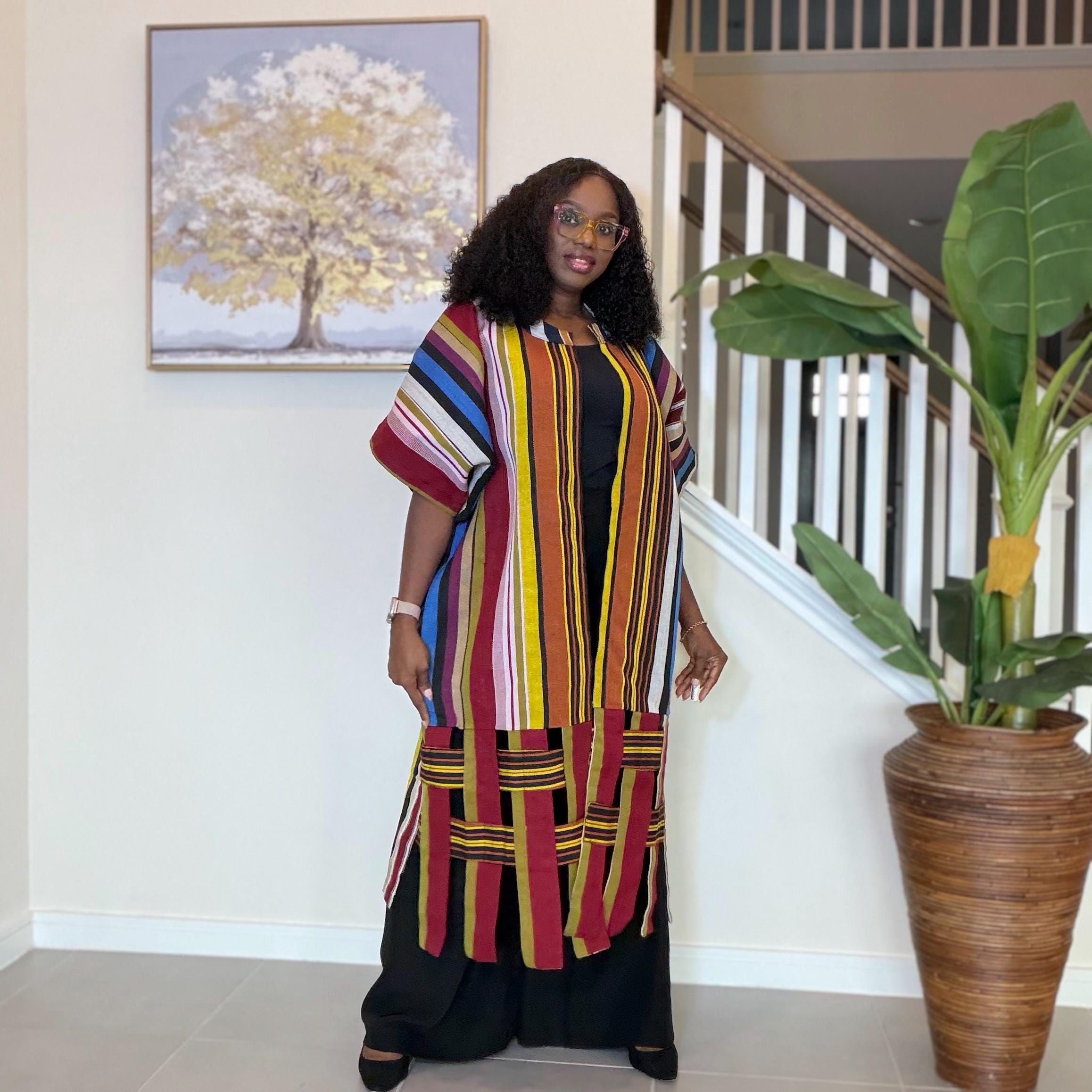 Handwoven Aso Oke Kimono Jacket | Nigerian Yoruba Fabric, Boho Coat