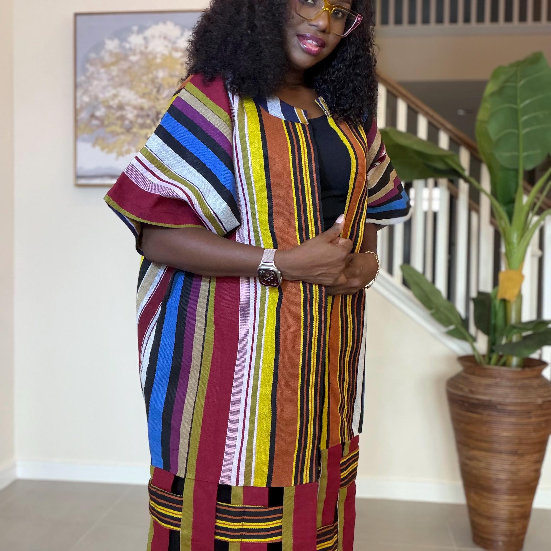 Handwoven Aso Oke Kimono Jacket | Nigerian Yoruba Fabric, Boho Coat
