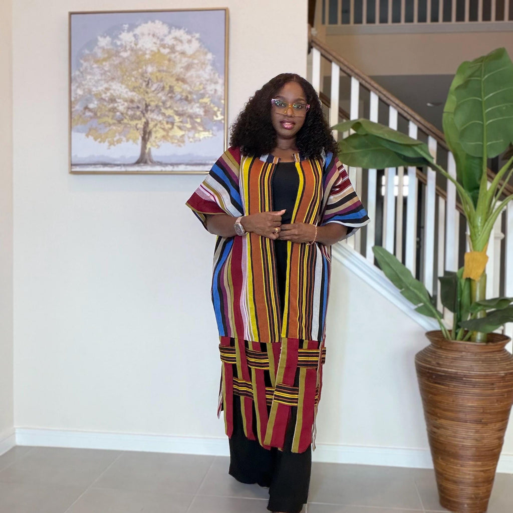 Handwoven Aso Oke Kimono Jacket | Nigerian Yoruba Fabric, Boho Coat