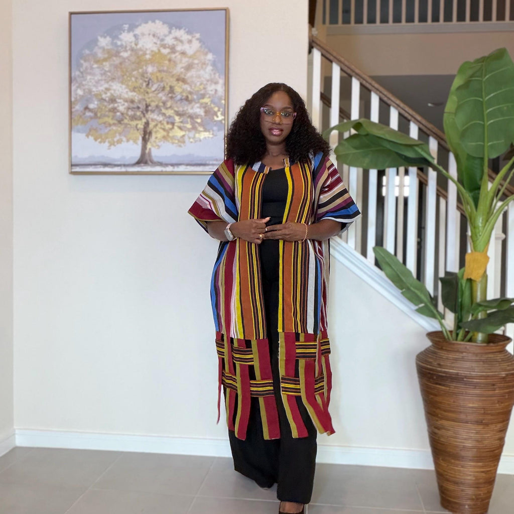 Handwoven Aso Oke Kimono Jacket | Nigerian Yoruba Fabric, Boho Coat