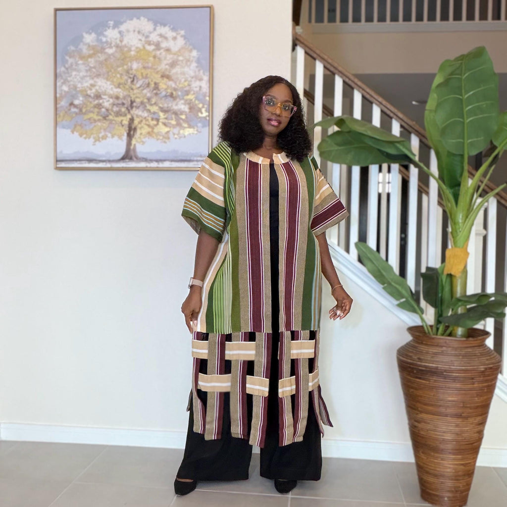 Handwoven Aso Oke Kimono Jacket | Nigerian Yoruba Fabric, Boho Coat