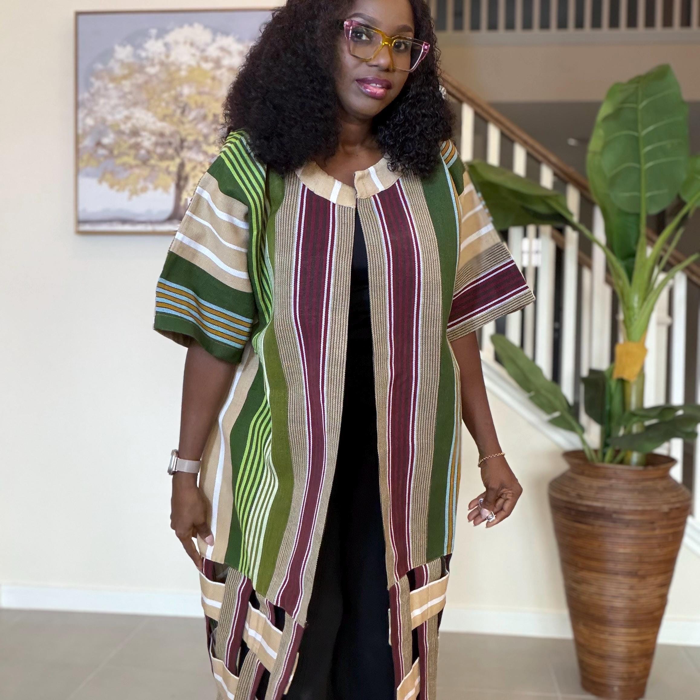 Handwoven Aso Oke Kimono Jacket | Nigerian Yoruba Fabric, Boho Coat