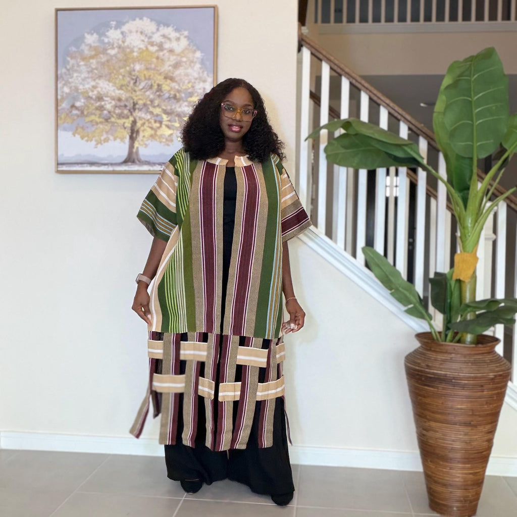 Handwoven Aso Oke Kimono Jacket | Nigerian Yoruba Fabric, Boho Coat