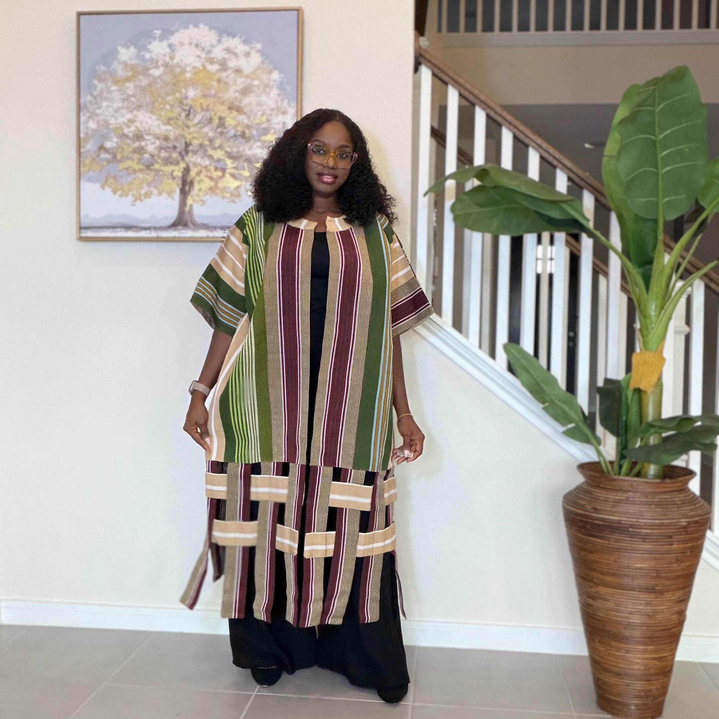 Handwoven Aso Oke Kimono Jacket | Nigerian Yoruba Fabric, Boho Coat