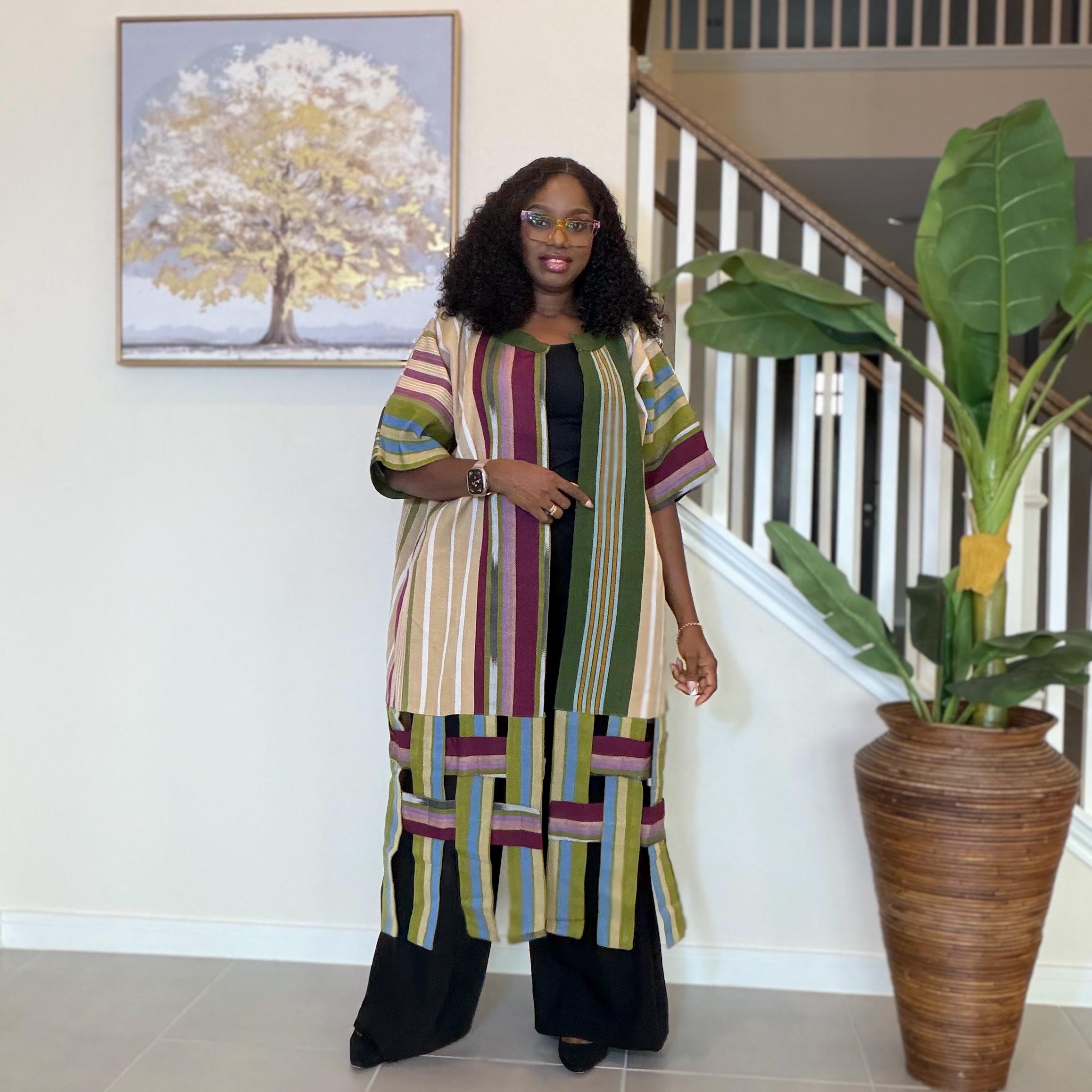 Handwoven Aso Oke Kimono Jacket | Yoruba Fabric, Boho Style