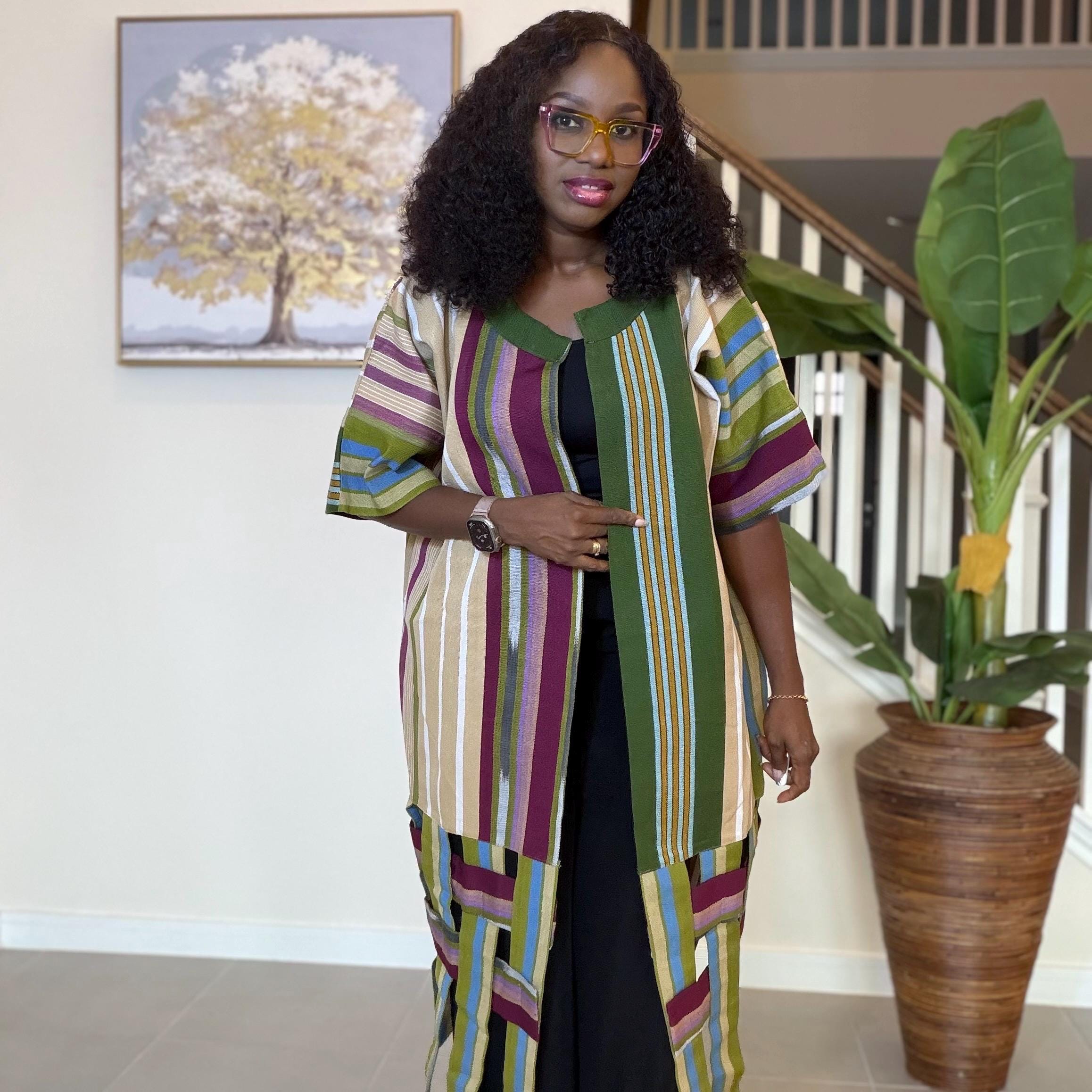 Handwoven Aso Oke Kimono Jacket | Yoruba Fabric, Boho Style