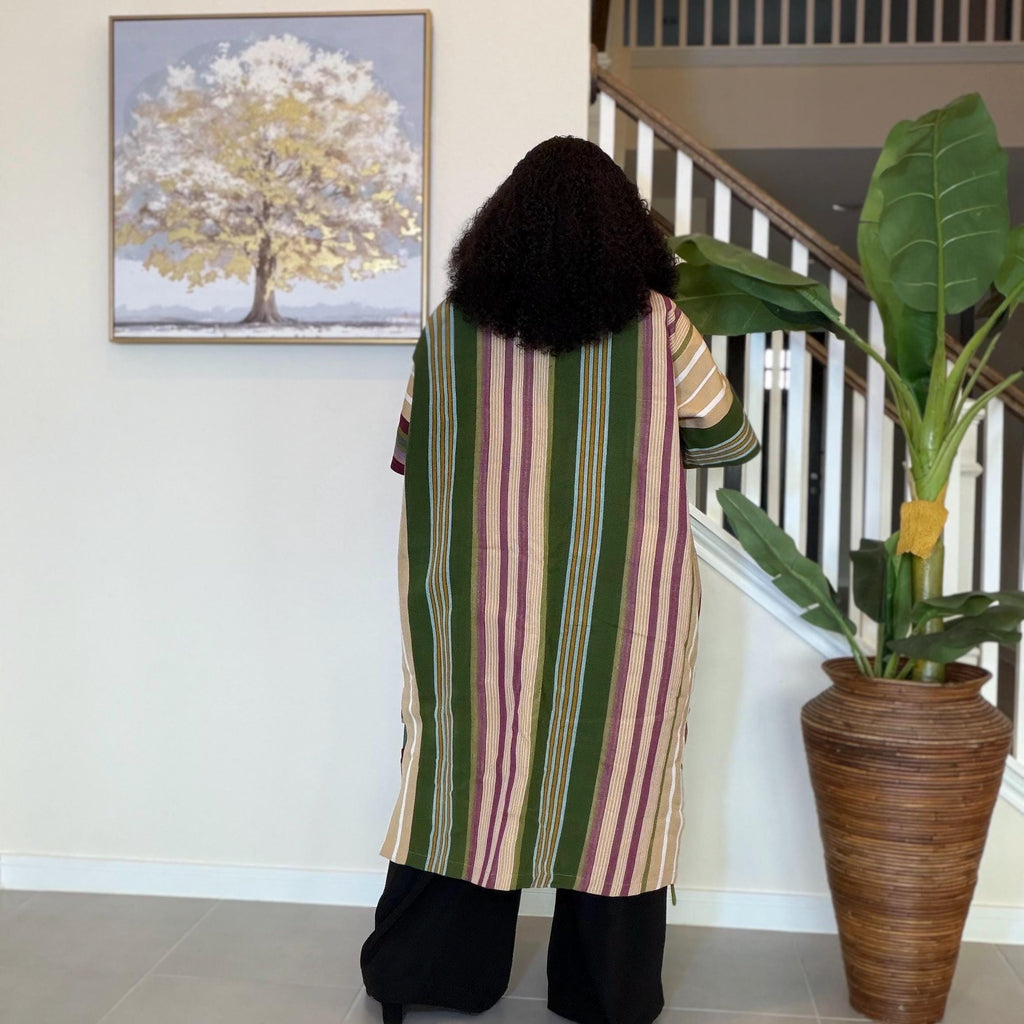 Handwoven Aso Oke Kimono Jacket | Yoruba Fabric, Boho Style