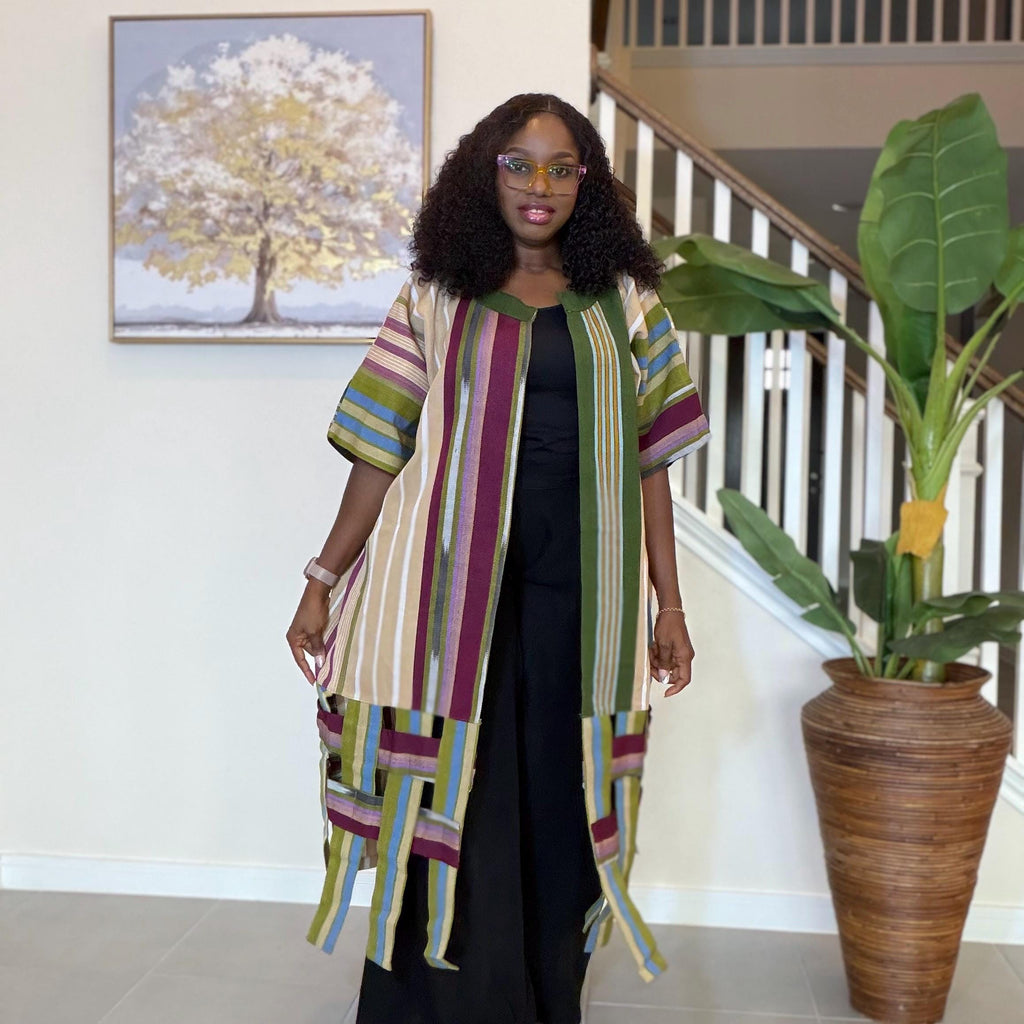 Handwoven Aso Oke Kimono Jacket | Yoruba Fabric, Boho Style