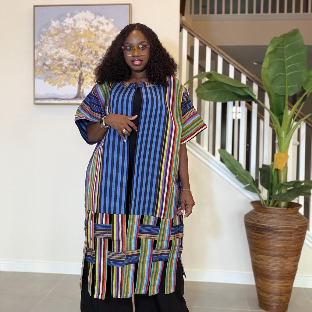 Handwoven Aso Oke Kimono Jacket | Nigerian Yoruba Fabric, Boho Style