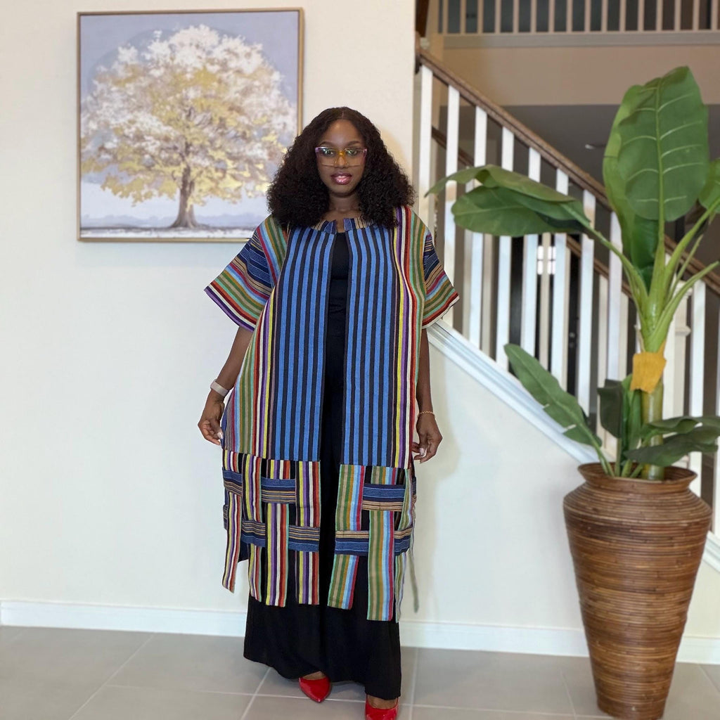 Handwoven Aso Oke Kimono Jacket | Nigerian Yoruba Fabric, Boho Style