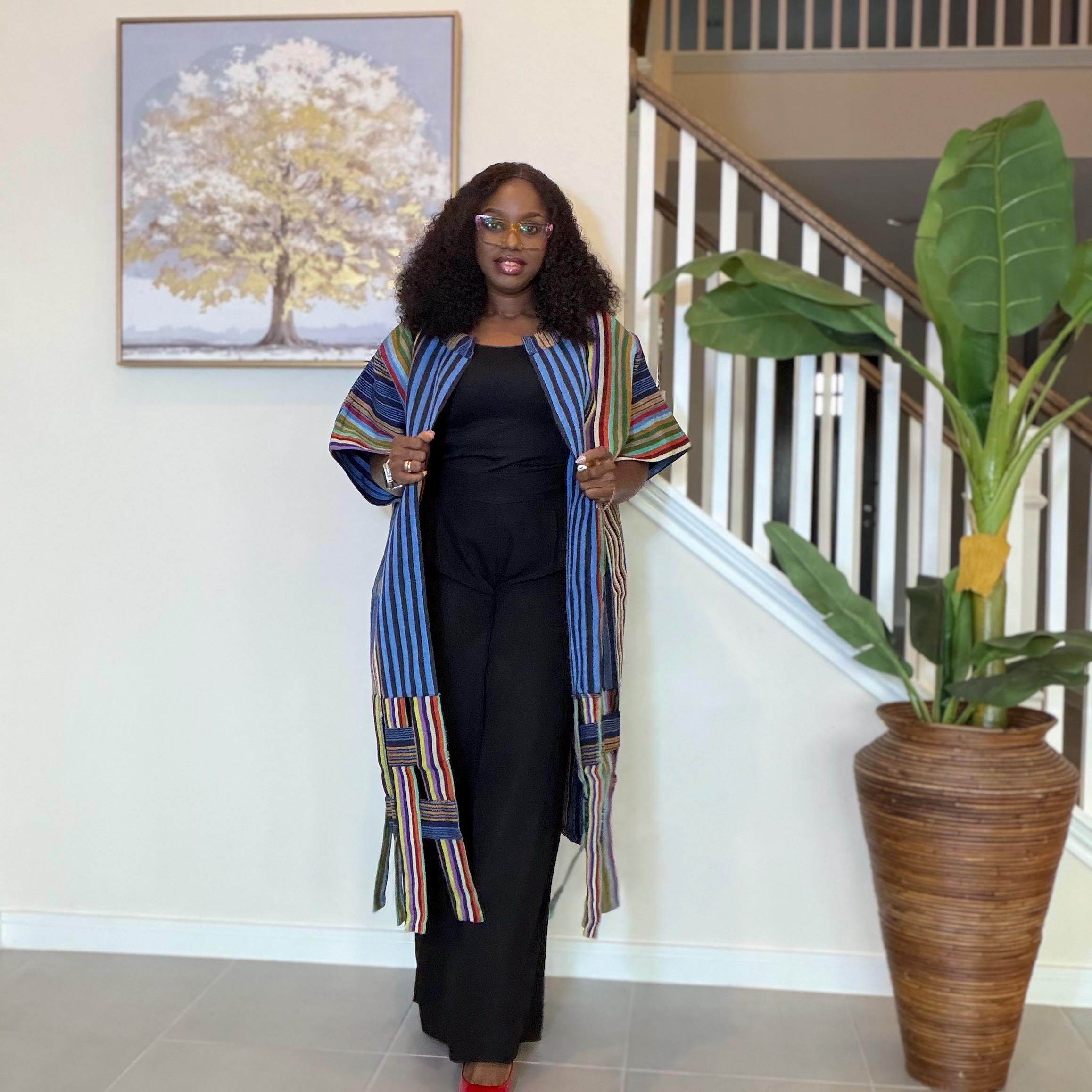 Handwoven Aso Oke Kimono Jacket | Nigerian Yoruba Fabric, Boho Style