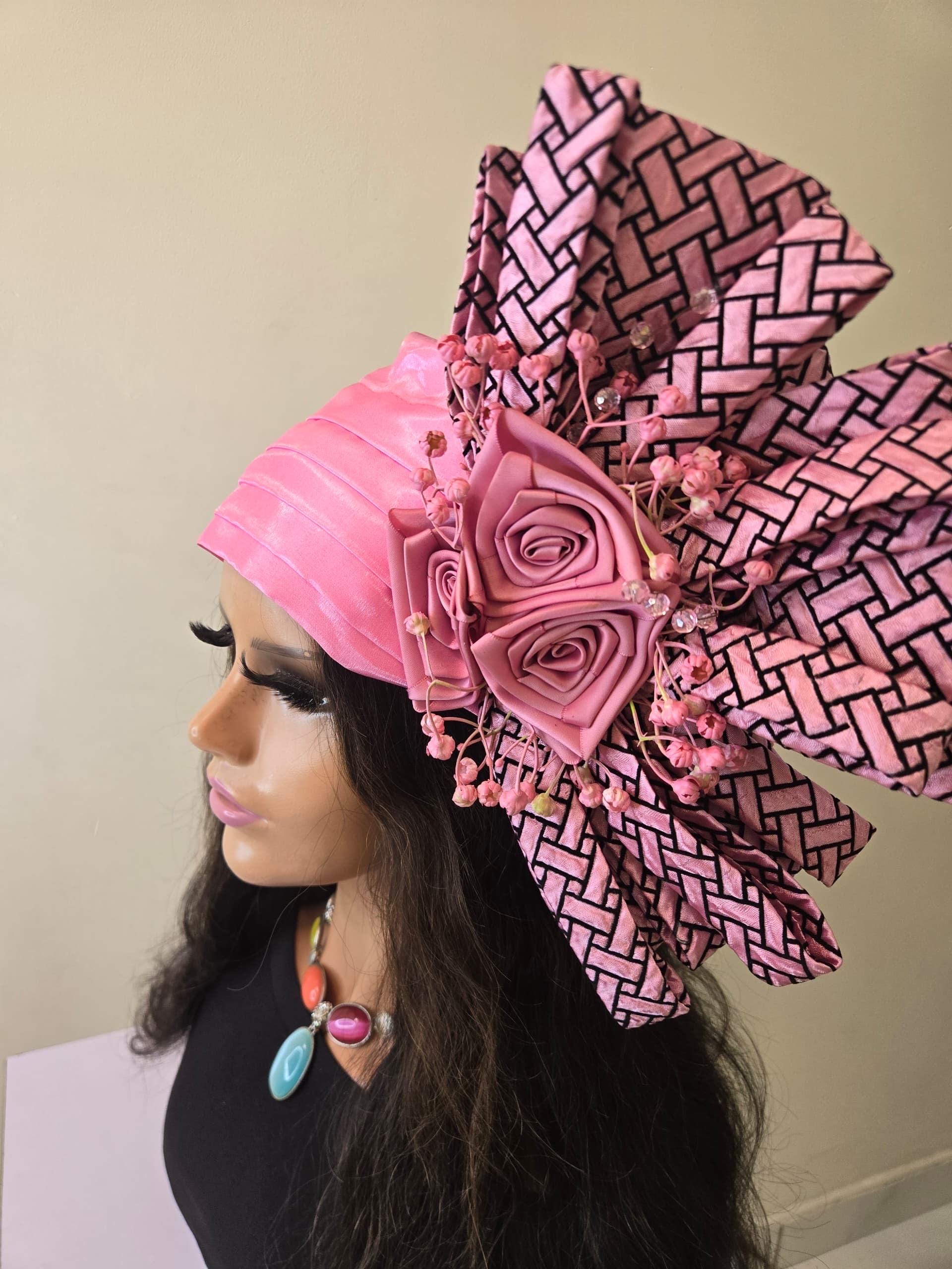 African Headwrap | Elegant Gele Style Head Tie for Weddings & Special Events