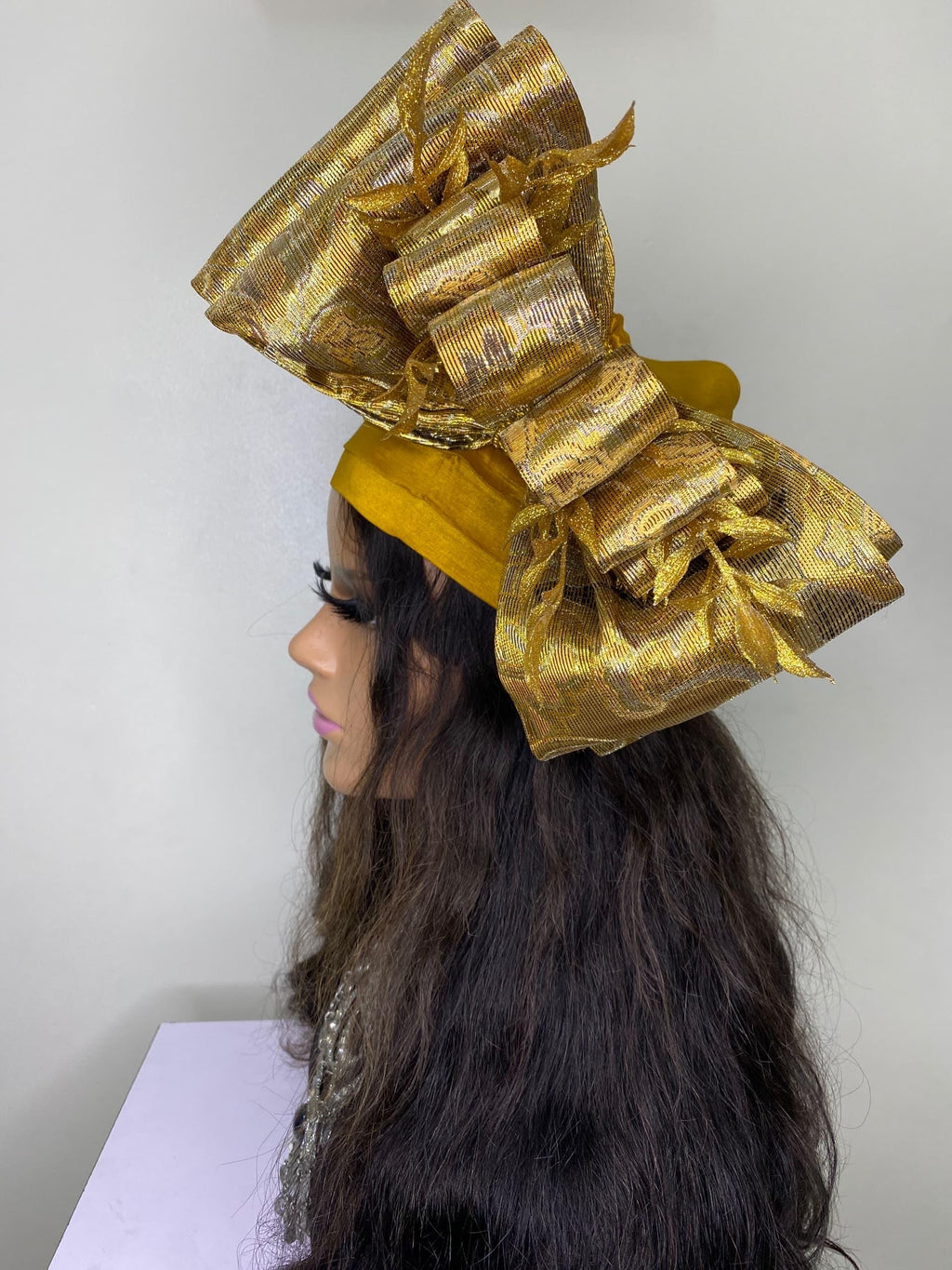 African Headwrap | Elegant Gele Style Head Tie for Weddings & Special Events