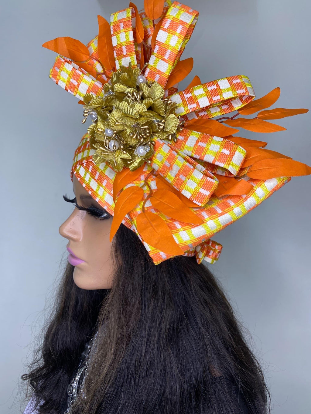 African Headwrap | Elegant Gele Style Head Tie for Weddings & Special Events