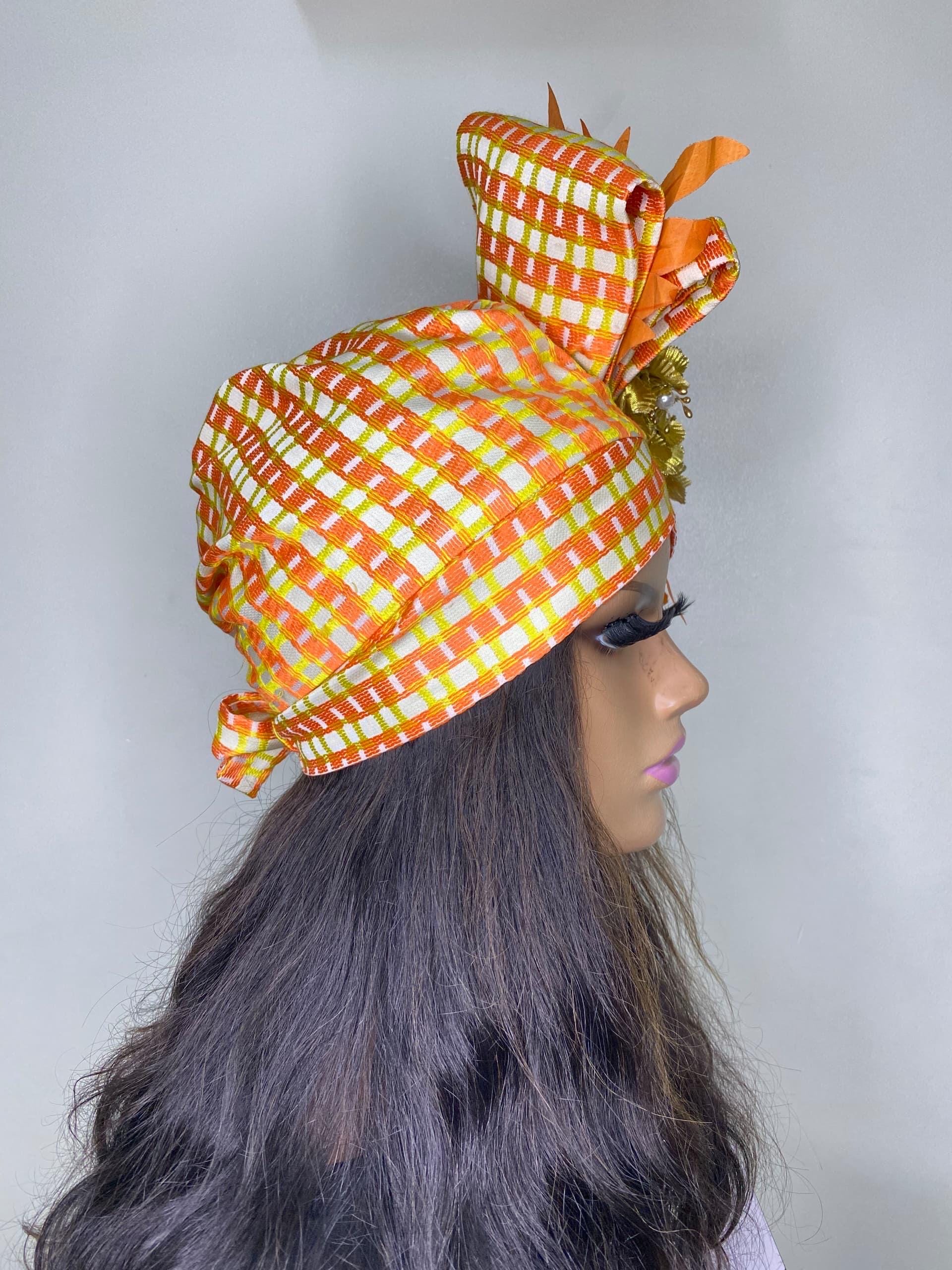 African Headwrap | Elegant Gele Style Head Tie for Weddings & Special Events