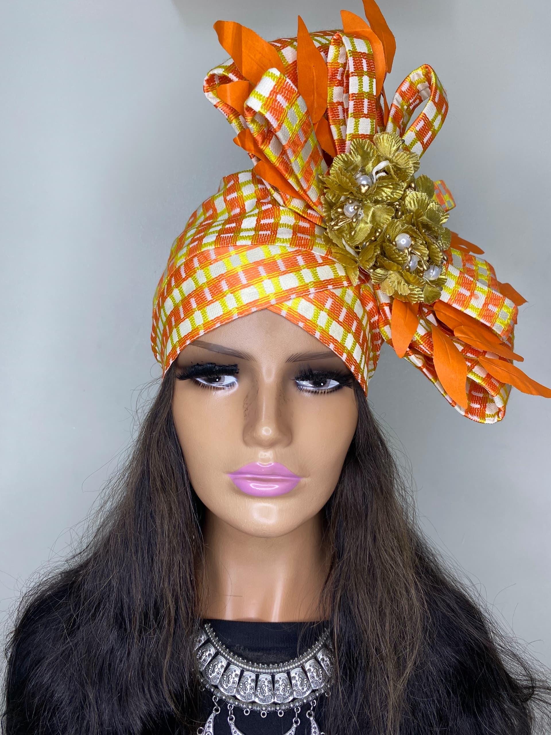 African Headwrap | Elegant Gele Style Head Tie for Weddings & Special Events
