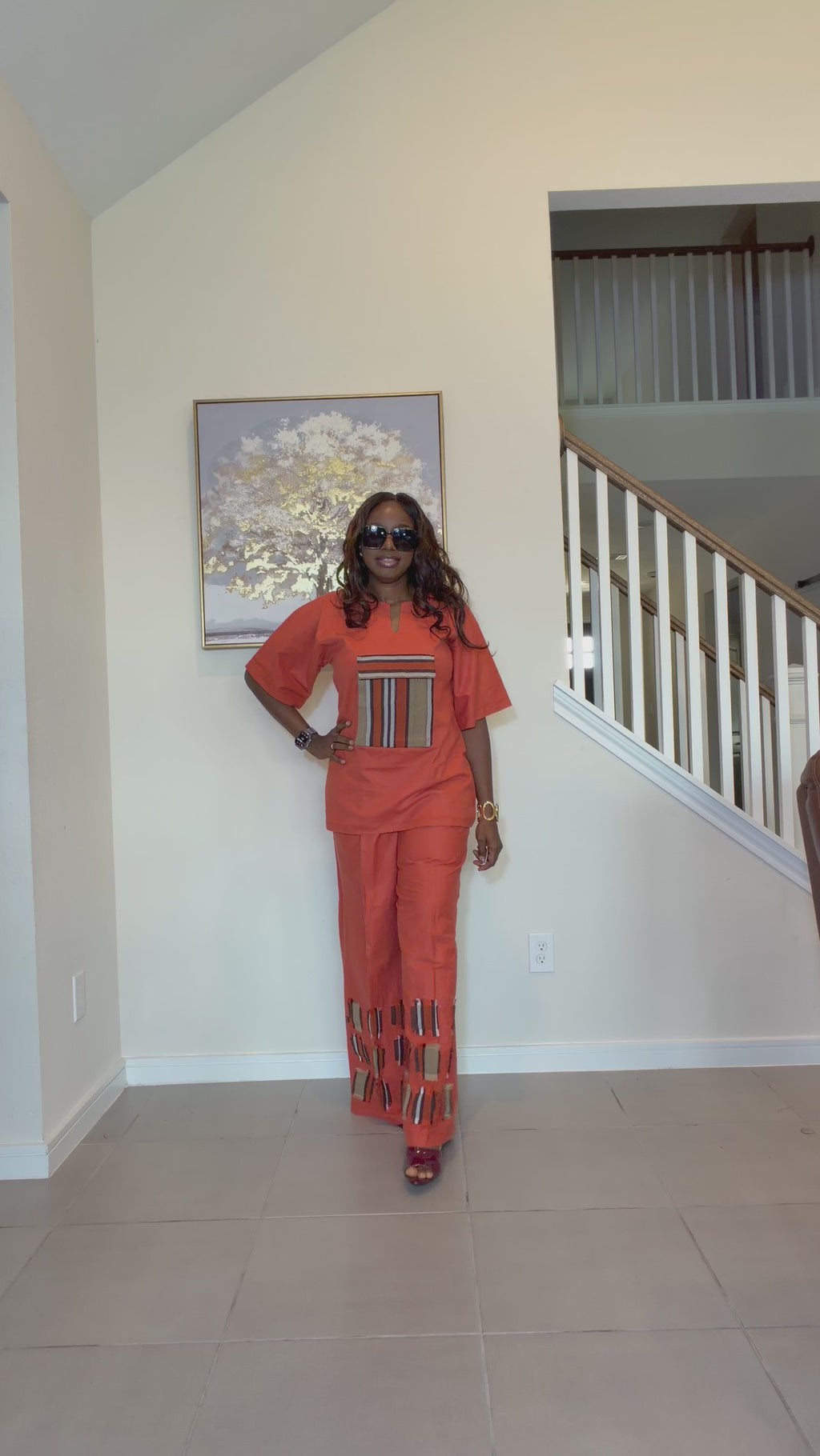 Linen Two Piece Set With Aso Oke Patch