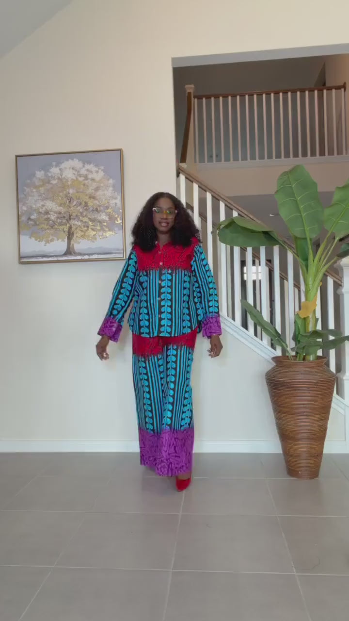 Ankara Two-Piece Set | African Print Top and Wide-Leg Pants