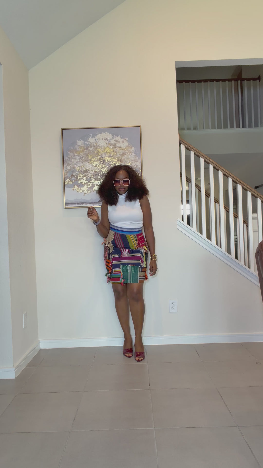 Multicolor Aso Oke Patch Mini Skirt