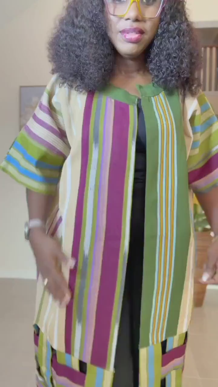 Handwoven Aso Oke Kimono Jacket | Yoruba Fabric, Boho Style