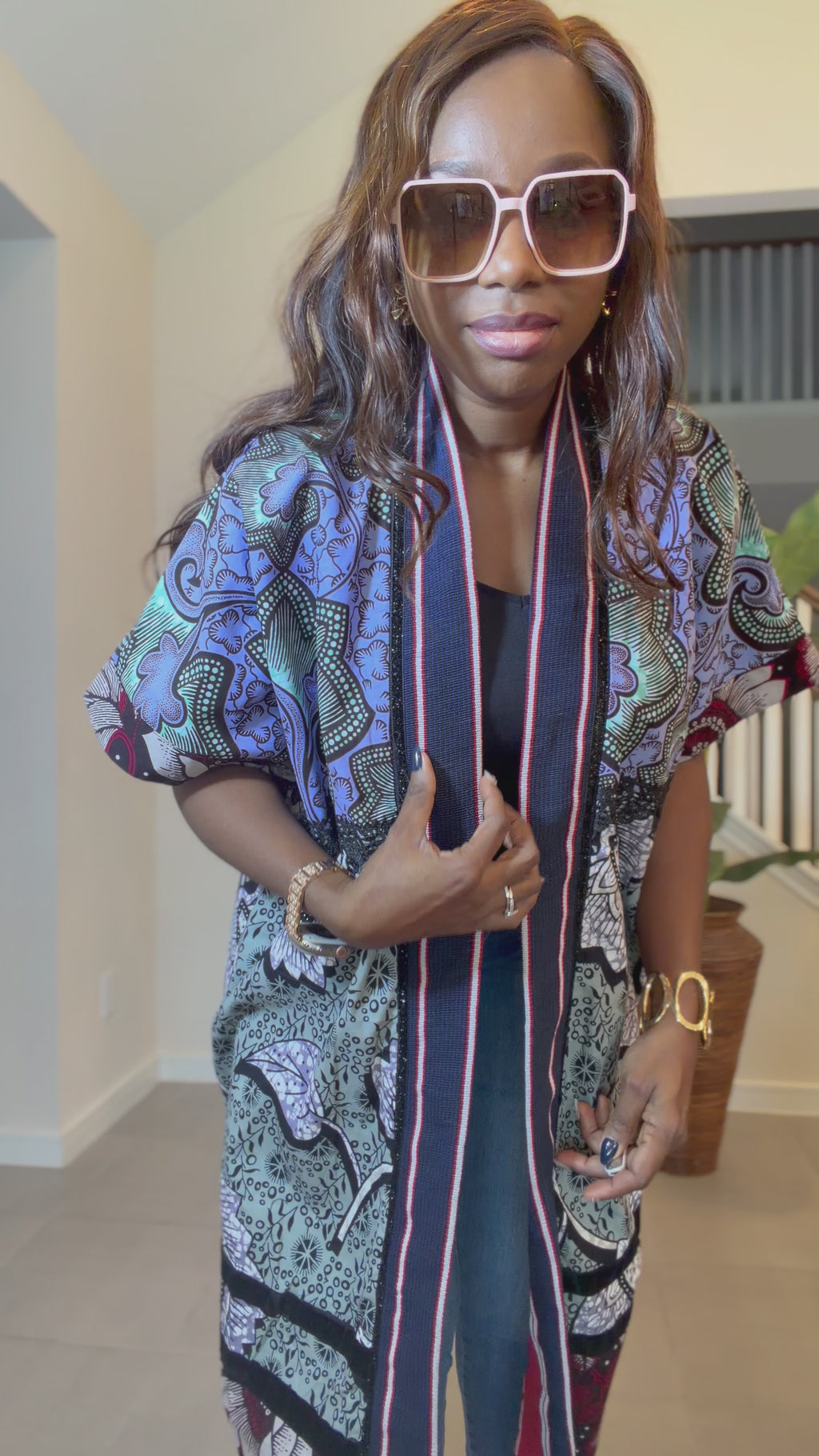 Elegant Floral Ankara Kimono, Boho Chic Kimono