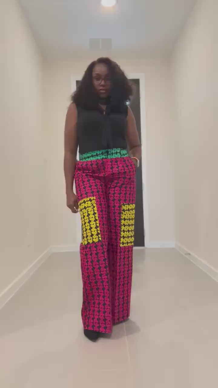 Handmade Ankara Cargo Pants: High Waist African Print Trousers