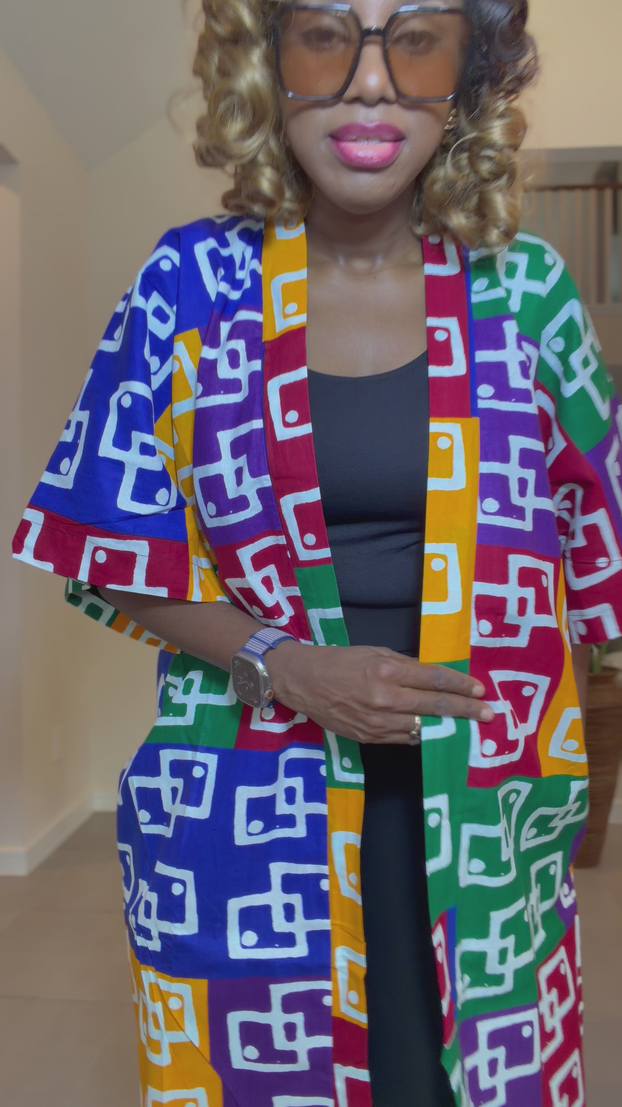 Ankara Patchwork Kimono, Abstract Pop Art Kimono