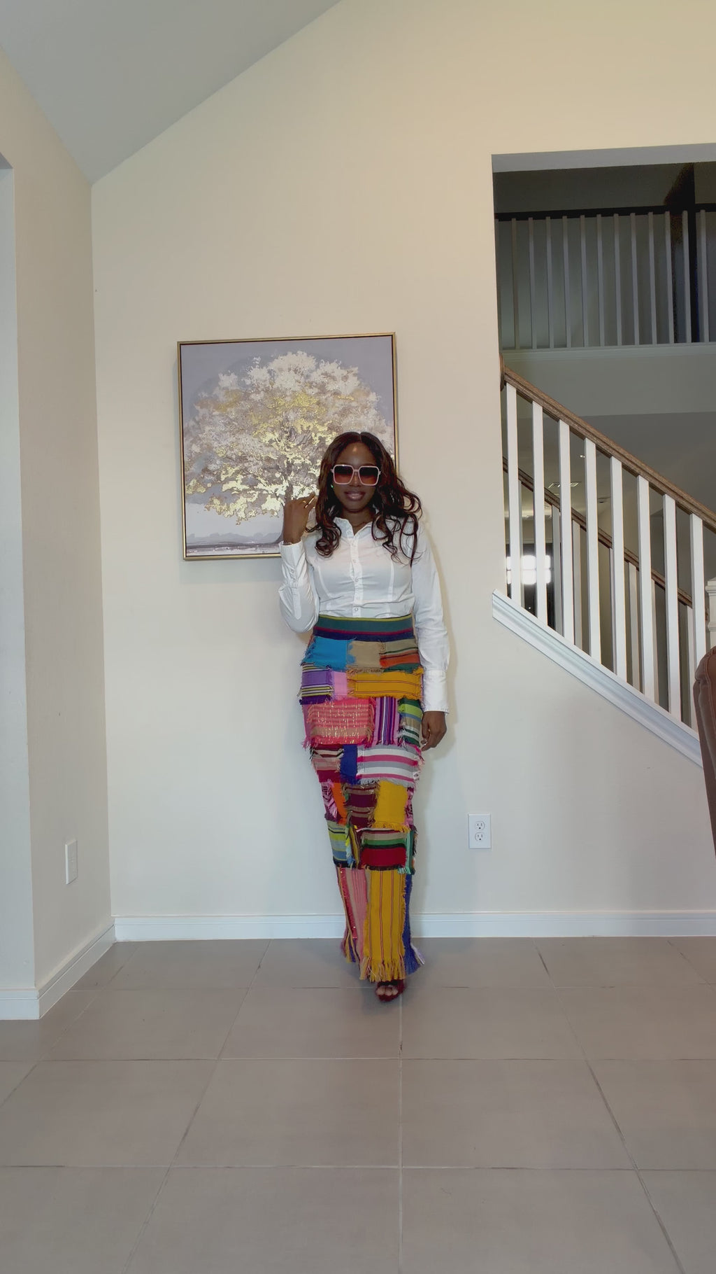Handmade Aso Oke Patchwork Maxi Skirt