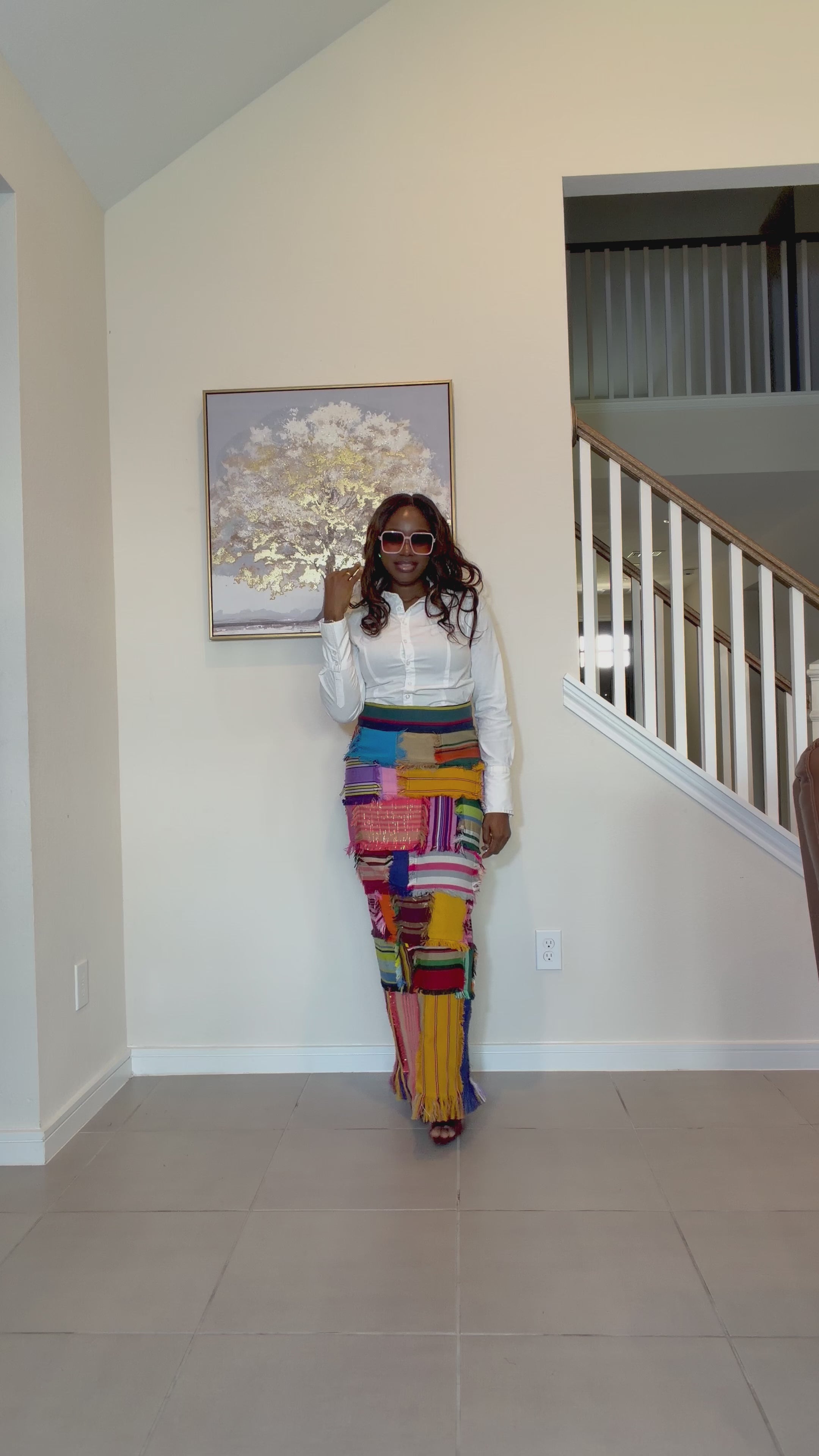 Handmade Aso Oke Patchwork Maxi Skirt