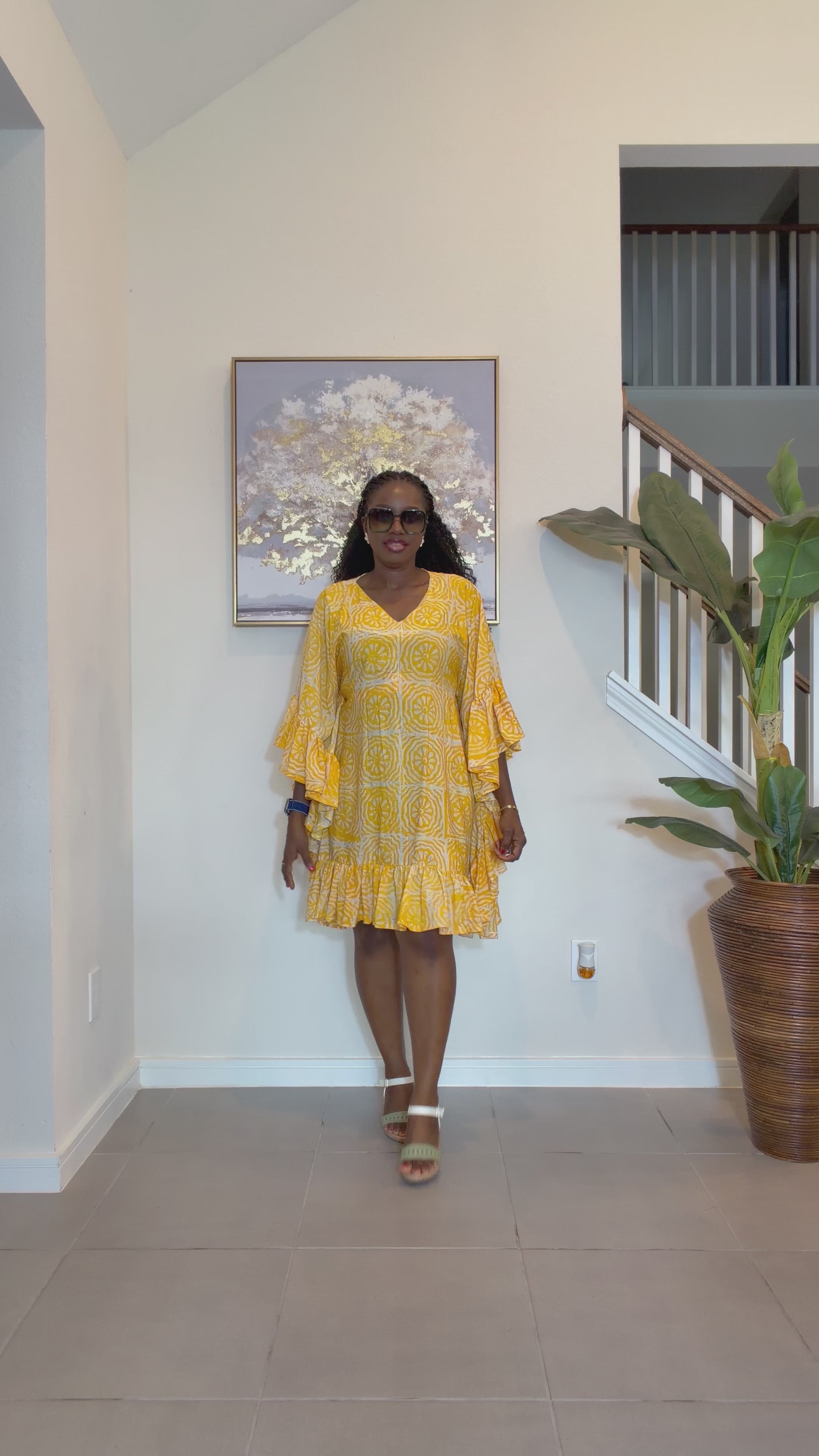 Adire Crepe Minidress with ruffles